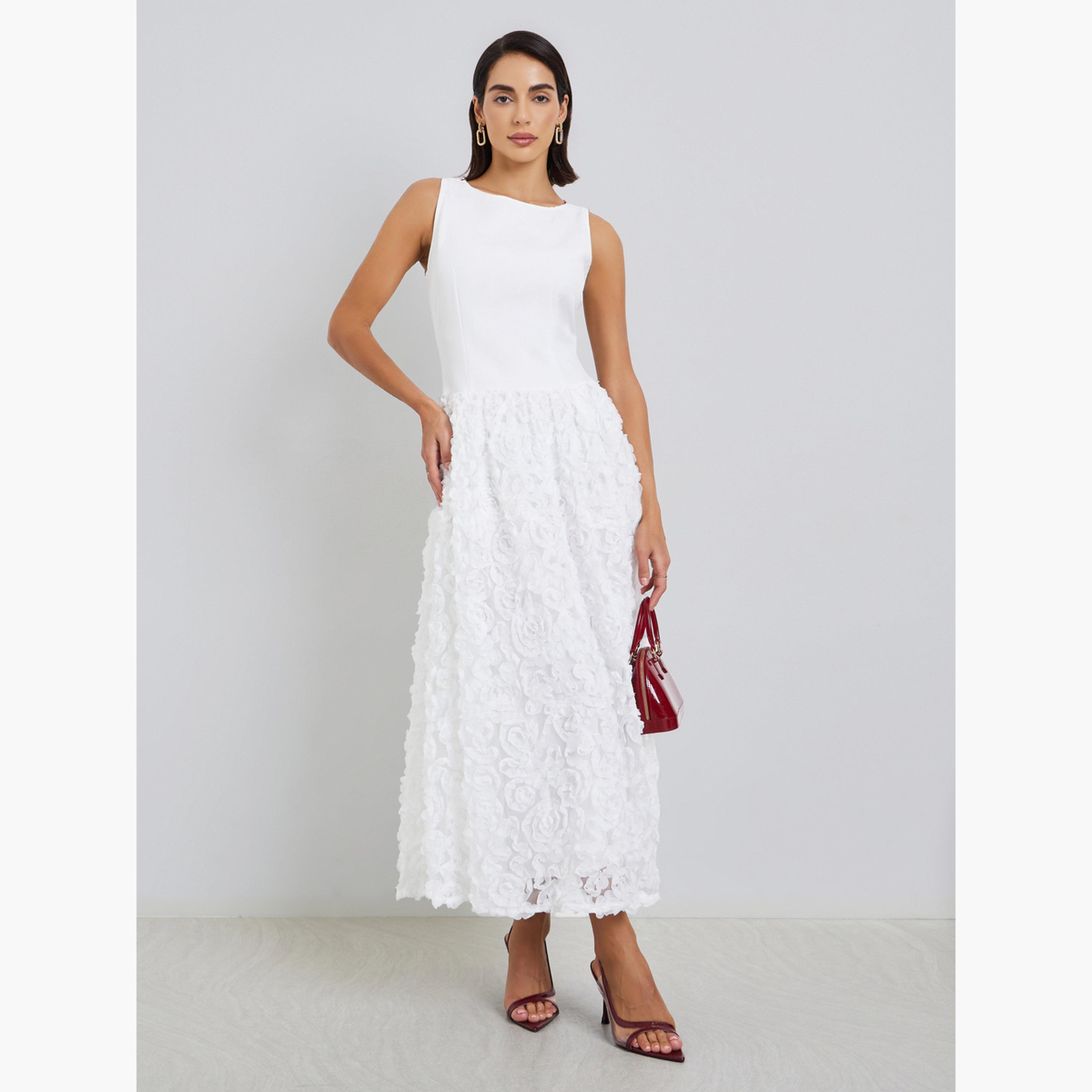 فستان ميدي بلا أكمام بتفاصيل ورود-women-clothing-dresses-image-3