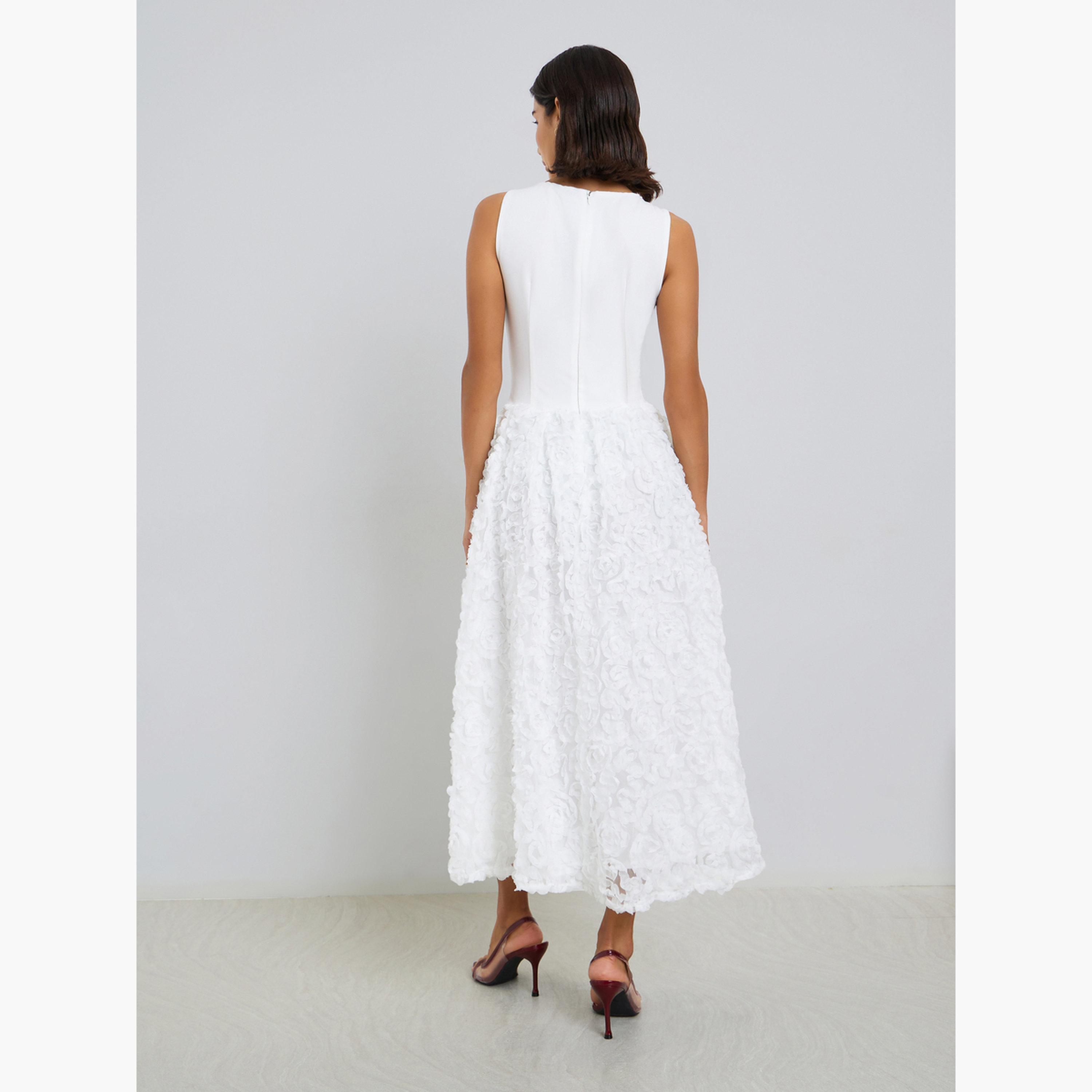 فستان ميدي بلا أكمام بتفاصيل ورود-women-clothing-dresses-image-4