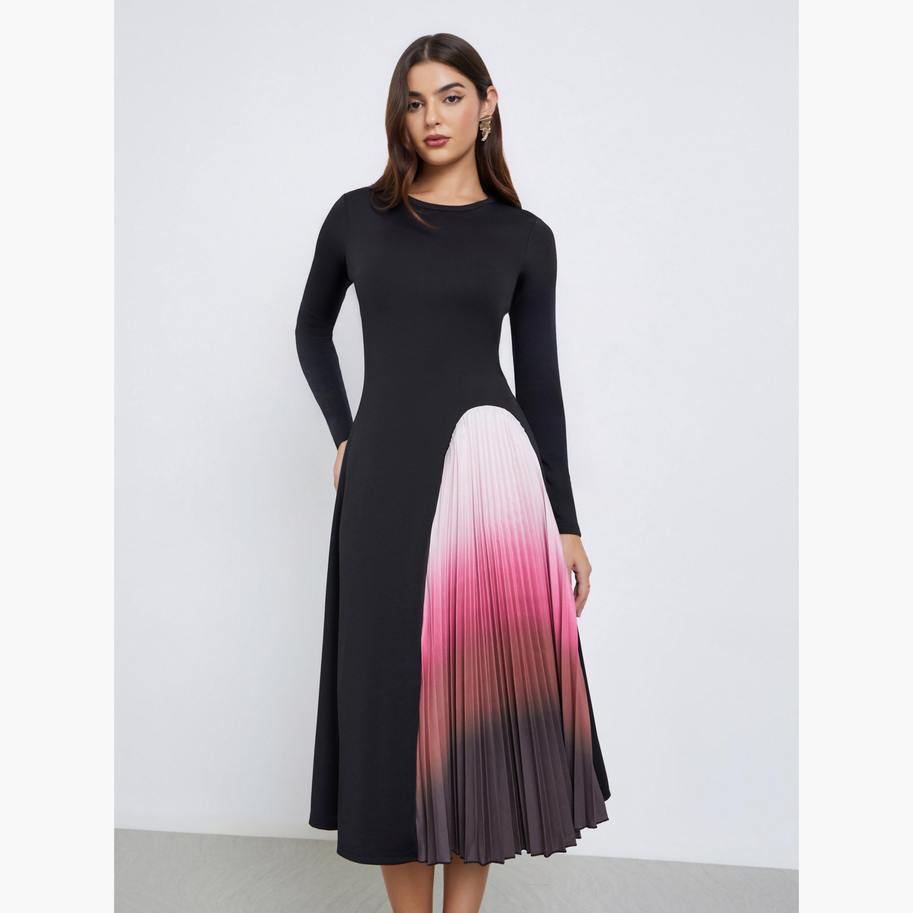 Styli Tie-Dye Pleated A-Line Midi Dress-women-clothing-dresses-image-3
