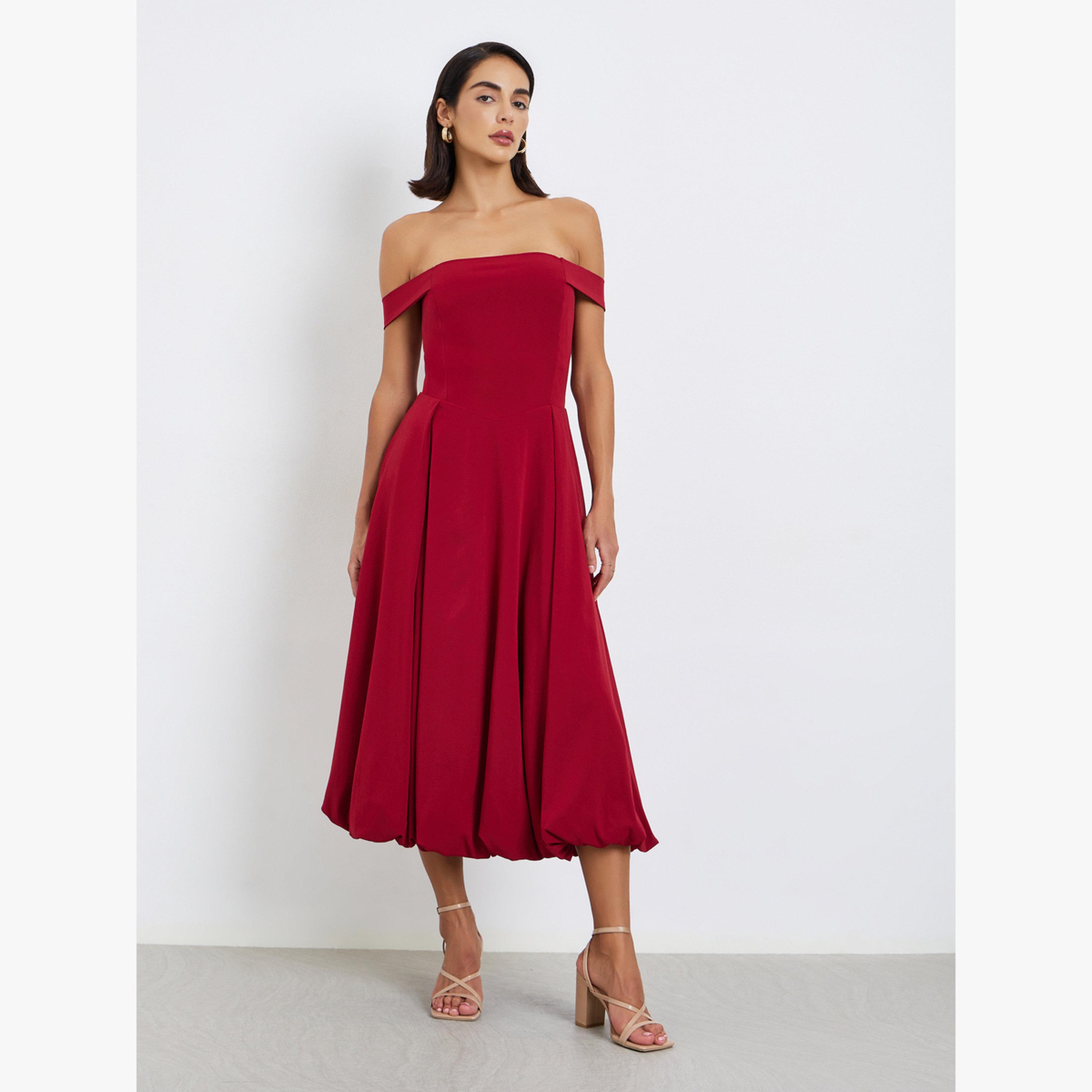 فستان ميدي باردو بتفاصيل بروش-women-clothing-dresses-image-2