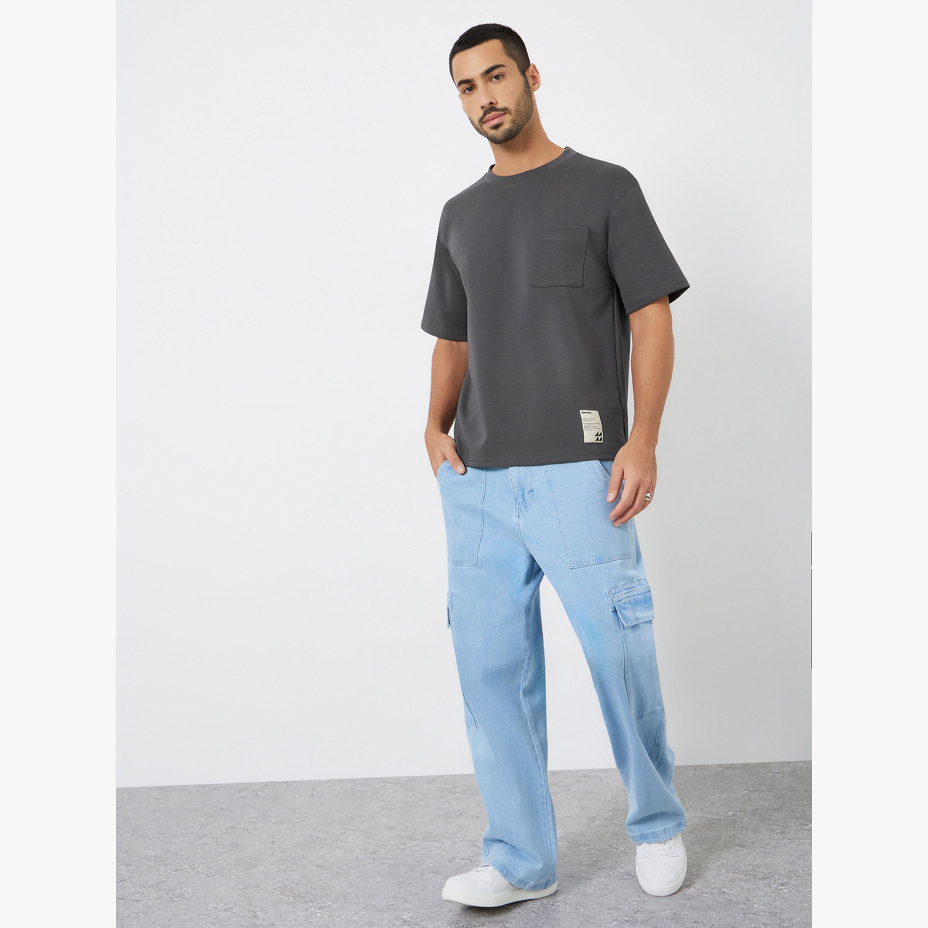 تيشيرت جيرسي ثقيل قابل للتمدد بقصة واسعة-men-clothing-tshirtsandpolos-tshirts-image-2