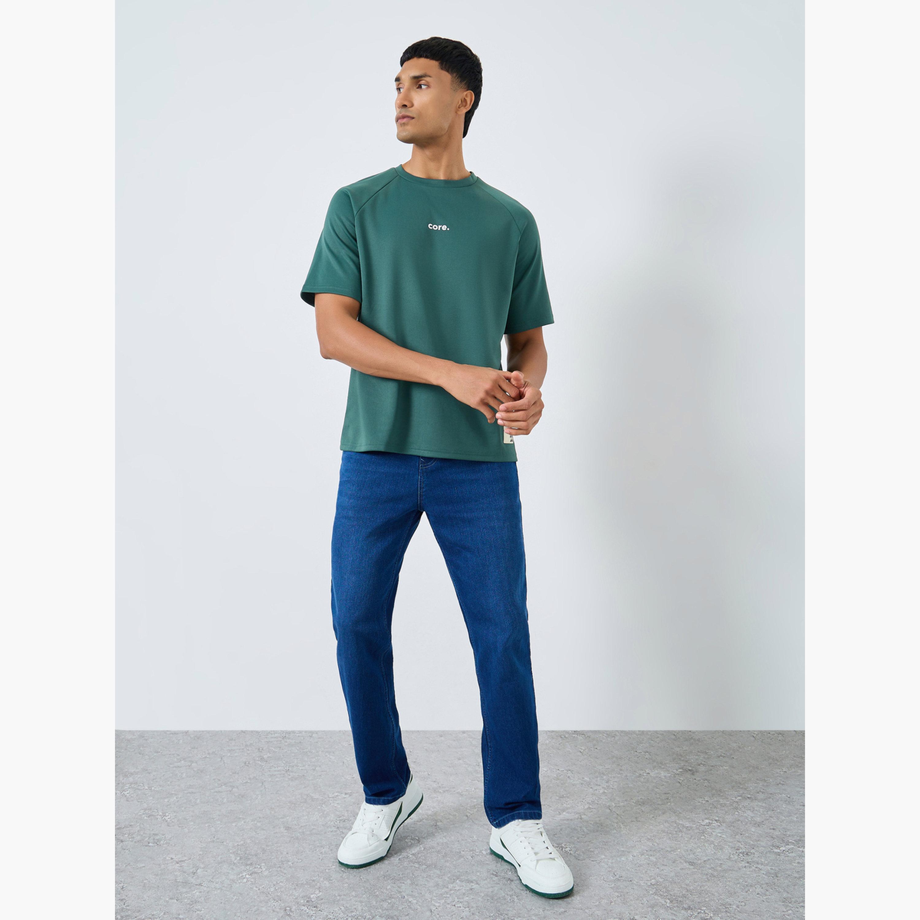 ستايلي - تي شيرت جيرسي ثقيل بطباعة بسيطة مقاس واسع-men-clothing-tshirtsandpolos-tshirts-image-2