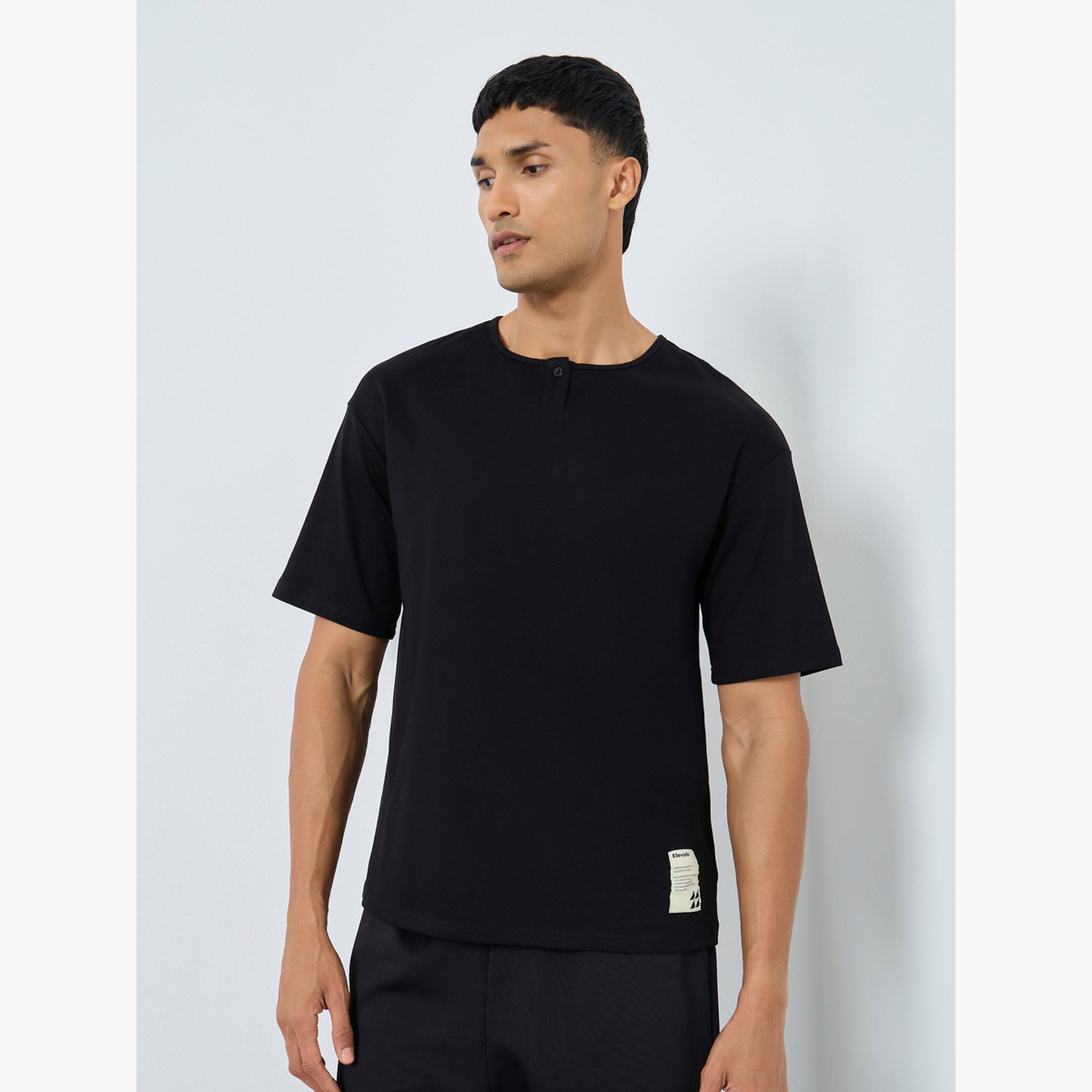 Styli Oversized Heavy Stretch Henley Neck T-Shirt-men-clothing-tshirtsandpolos-tshirts-image-1