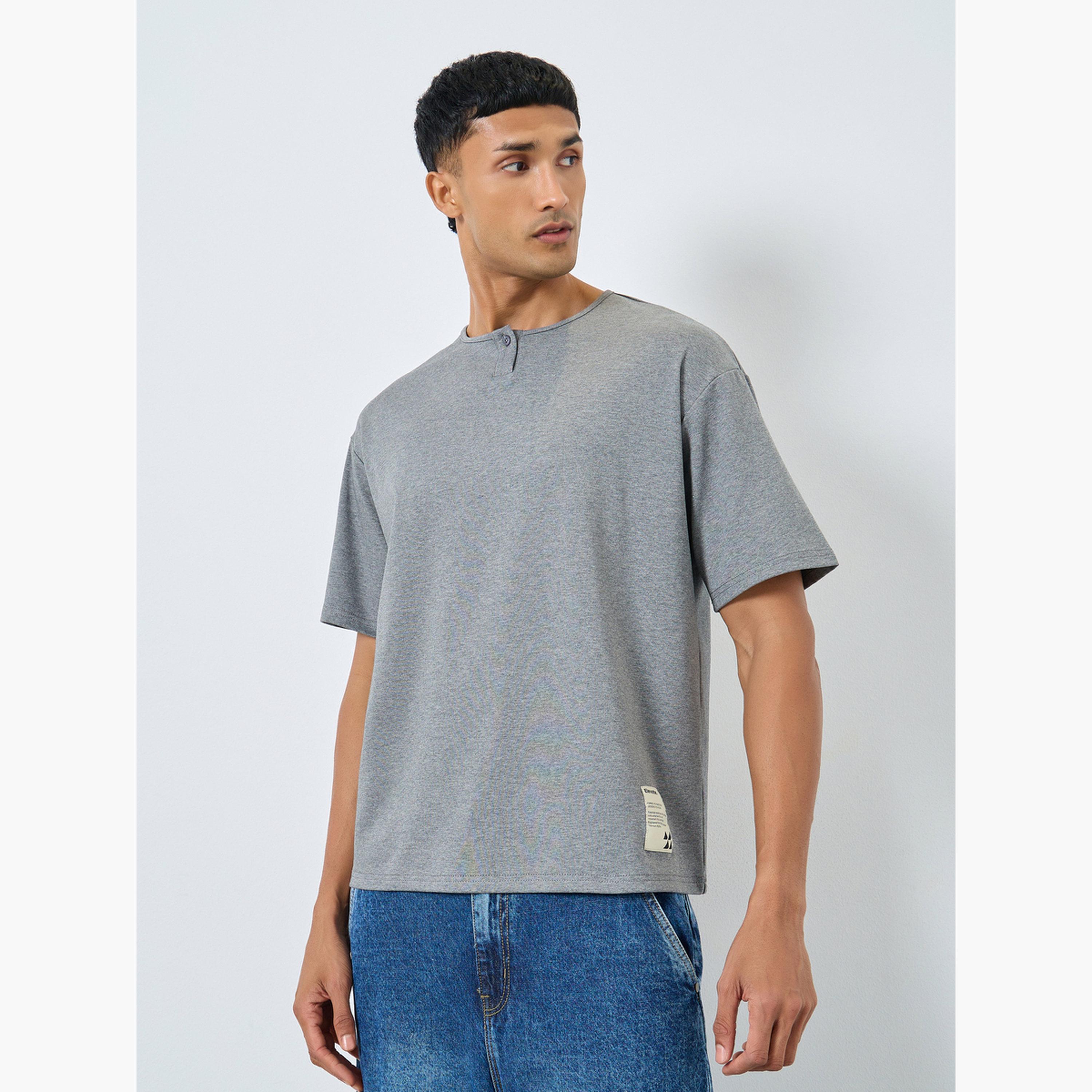 Styli Oversized Heavy Stretch Henley Neck T-Shirt-men-clothing-tshirtsandpolos-tshirts-image-1