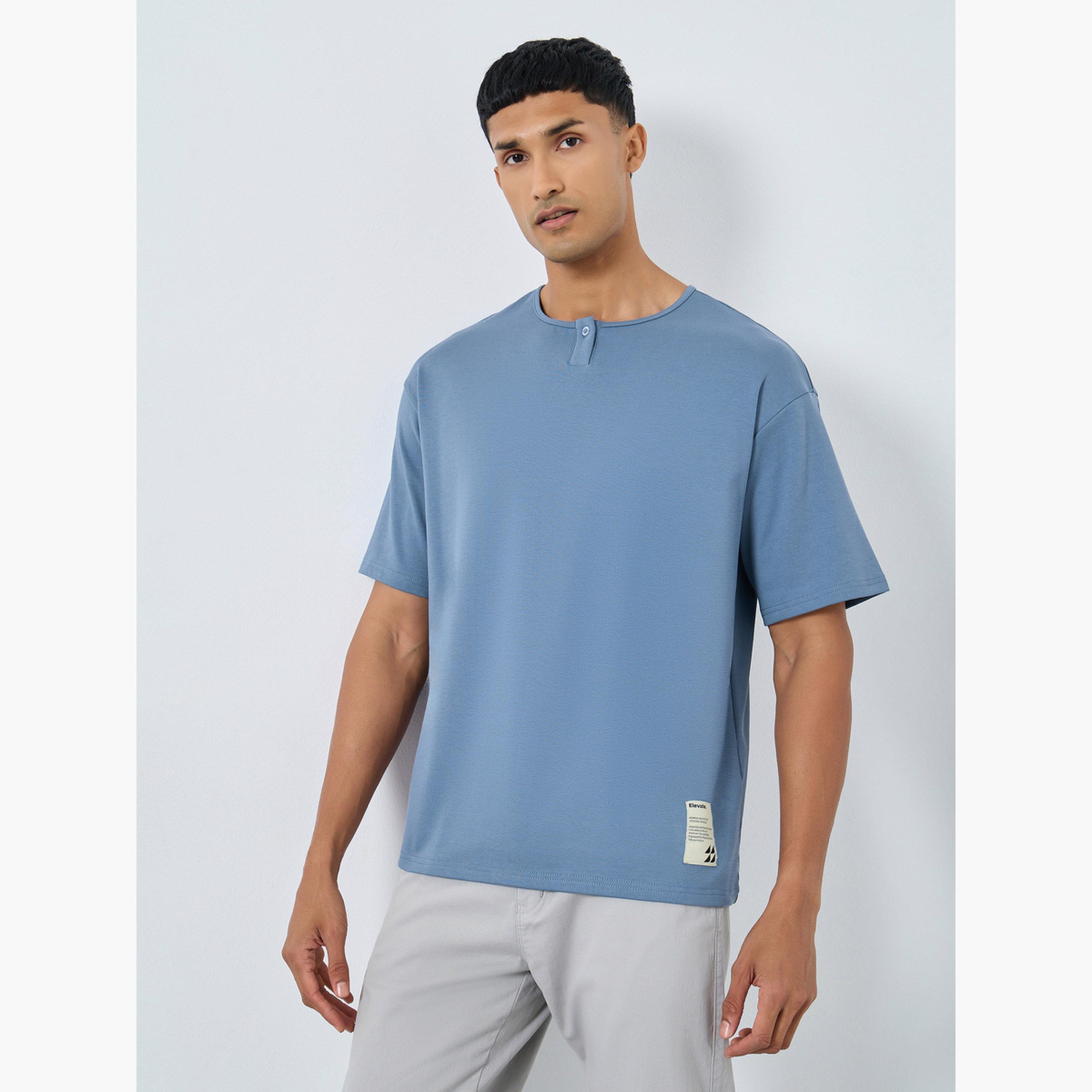 Styli Oversized Heavy Stretch Henley Neck T-Shirt-men-clothing-tshirtsandpolos-tshirts-image-1