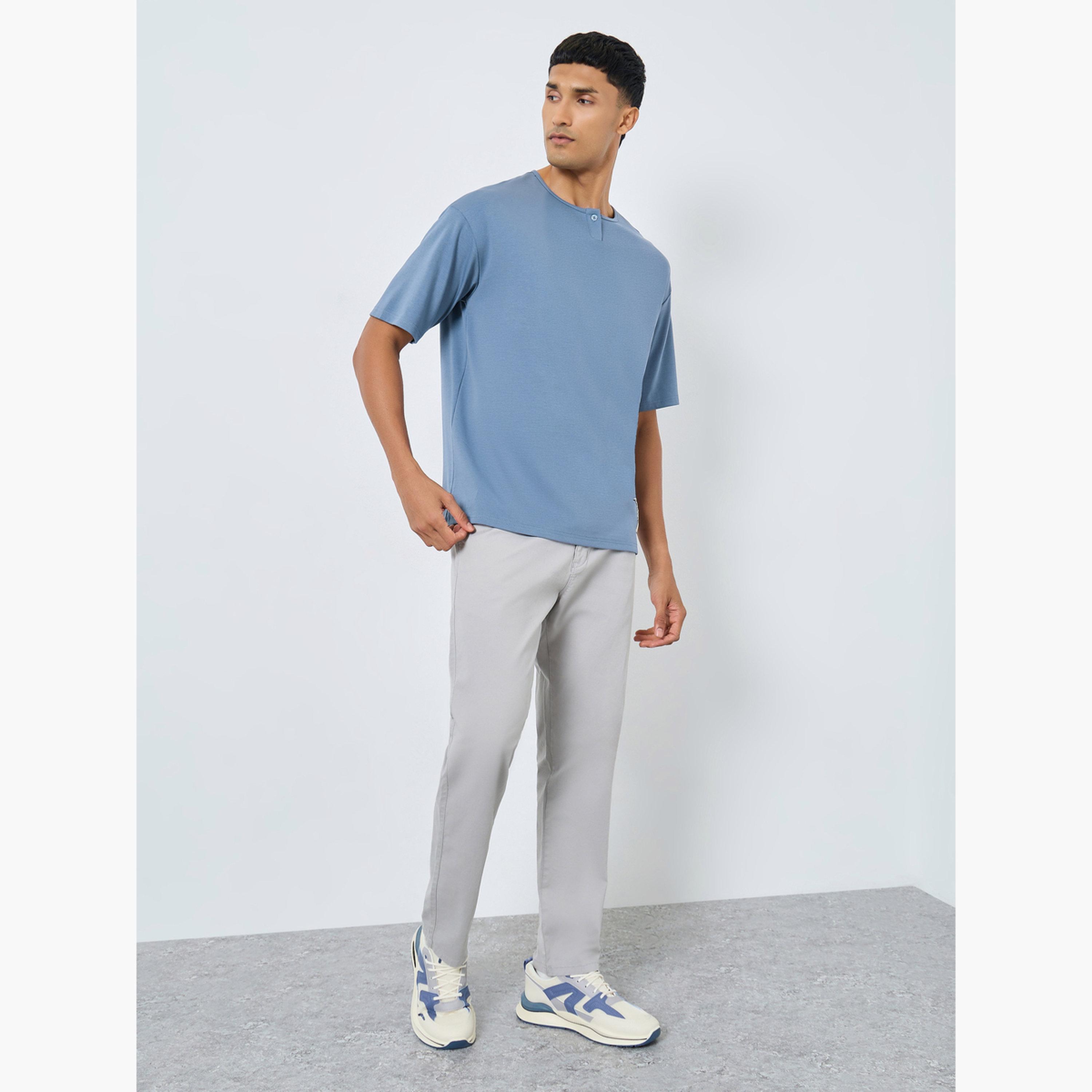 Styli Oversized Heavy Stretch Henley Neck T-Shirt-men-clothing-tshirtsandpolos-tshirts-image-2
