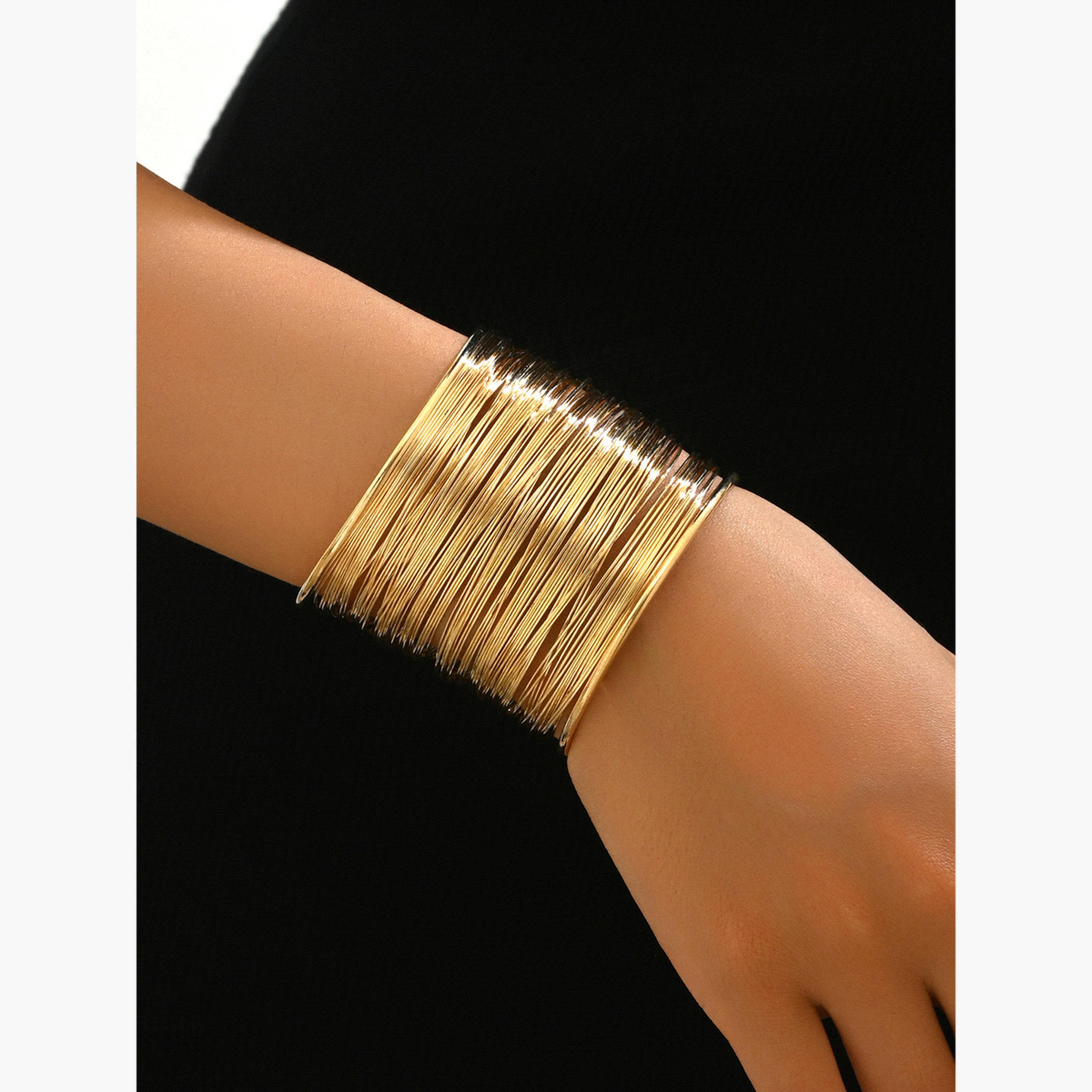 Take Two Gold Tone Wide Open Cuff Casual Bracelet-women-watchesandjewellery-jewellery-banglesandbracelets-image-2