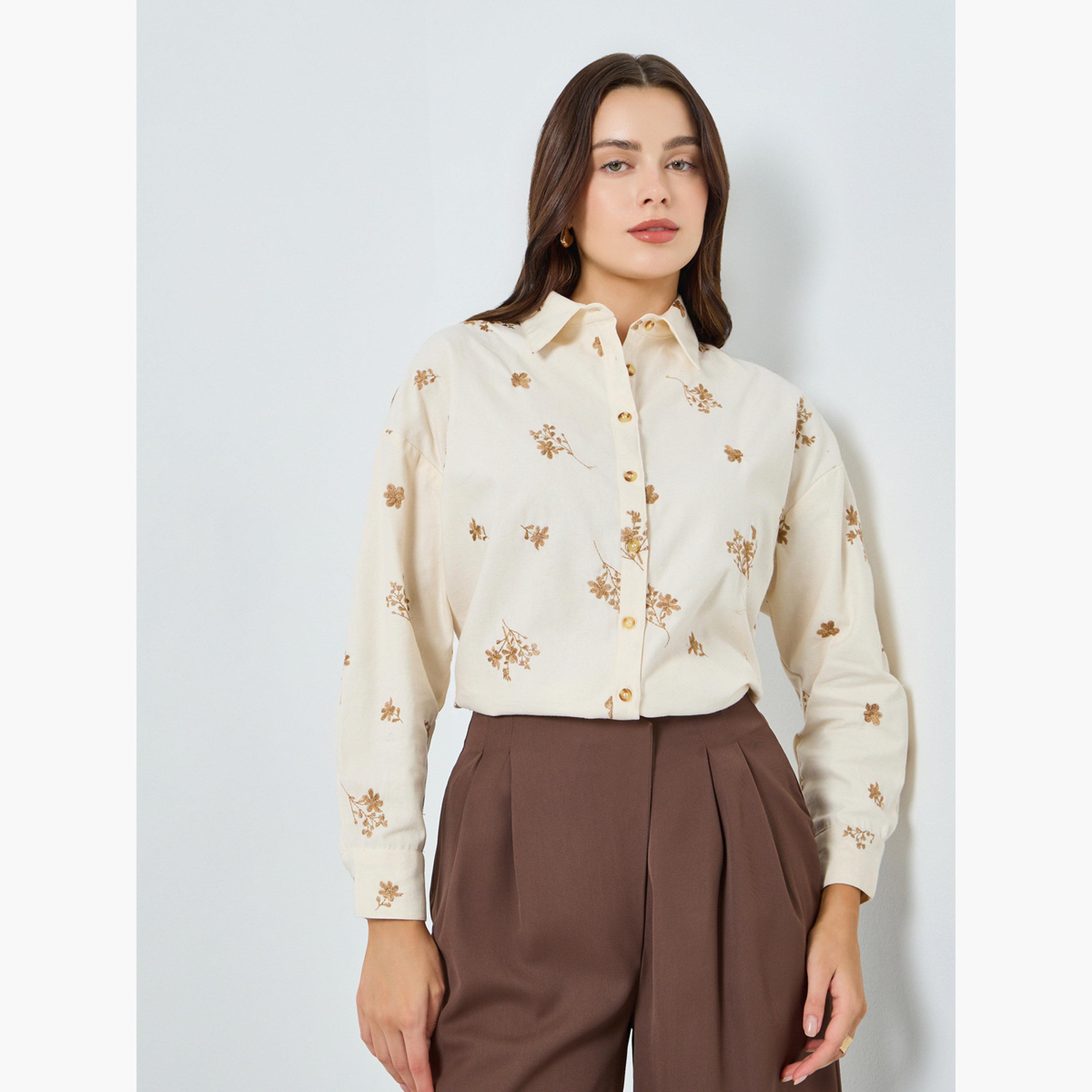 بلوزة كاجوال مُطرّزة بزهور-women-clothing-shirtsandblouses-shirts-image-3