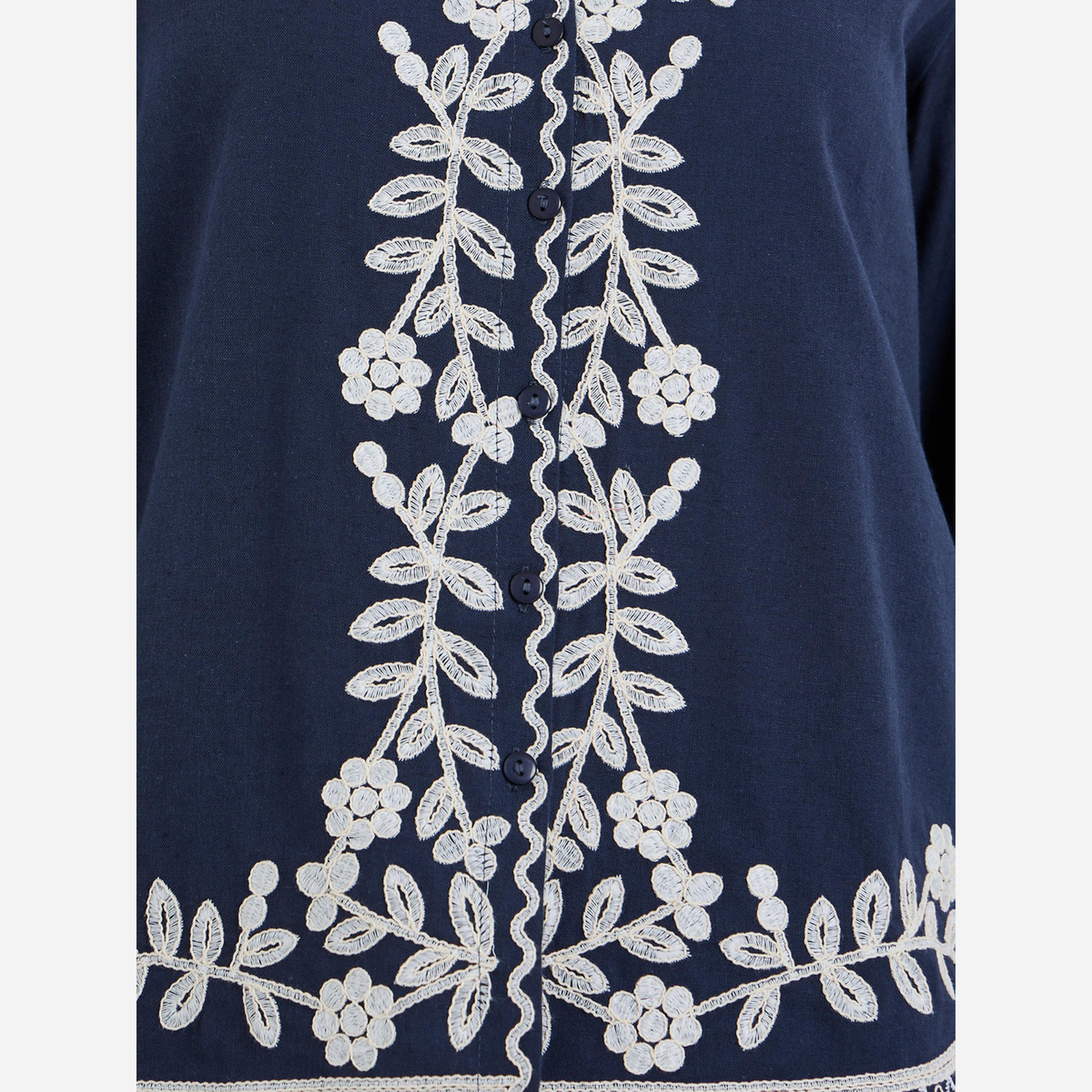 Styli Women Blue Embroidered Long Sleeve Shirt-women-clothing-shirtsandblouses-shirts-image-3