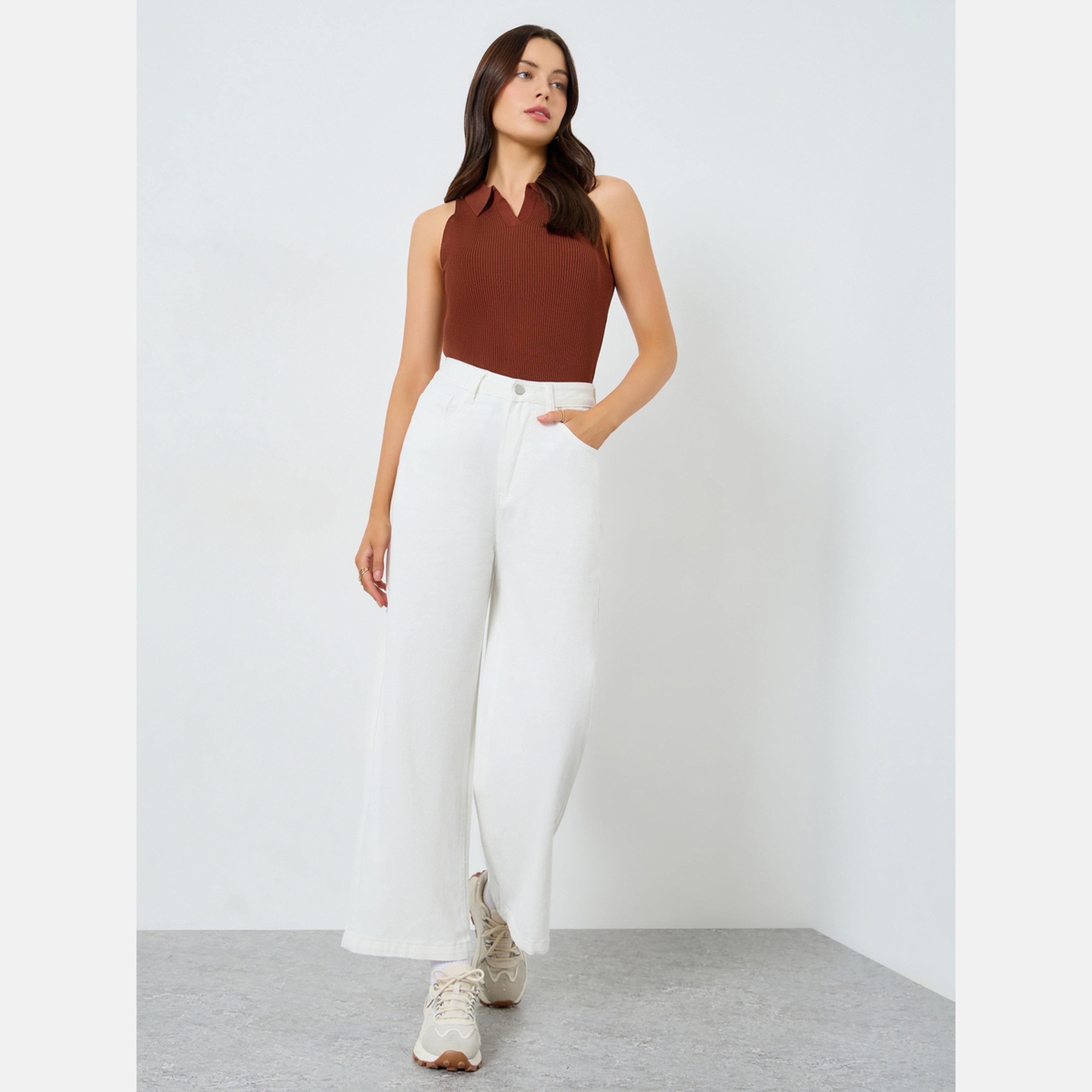 ستايلي - بنطال جينز واسع الساق لون اوف وايت-women-clothing-bottoms-jeans-image-2