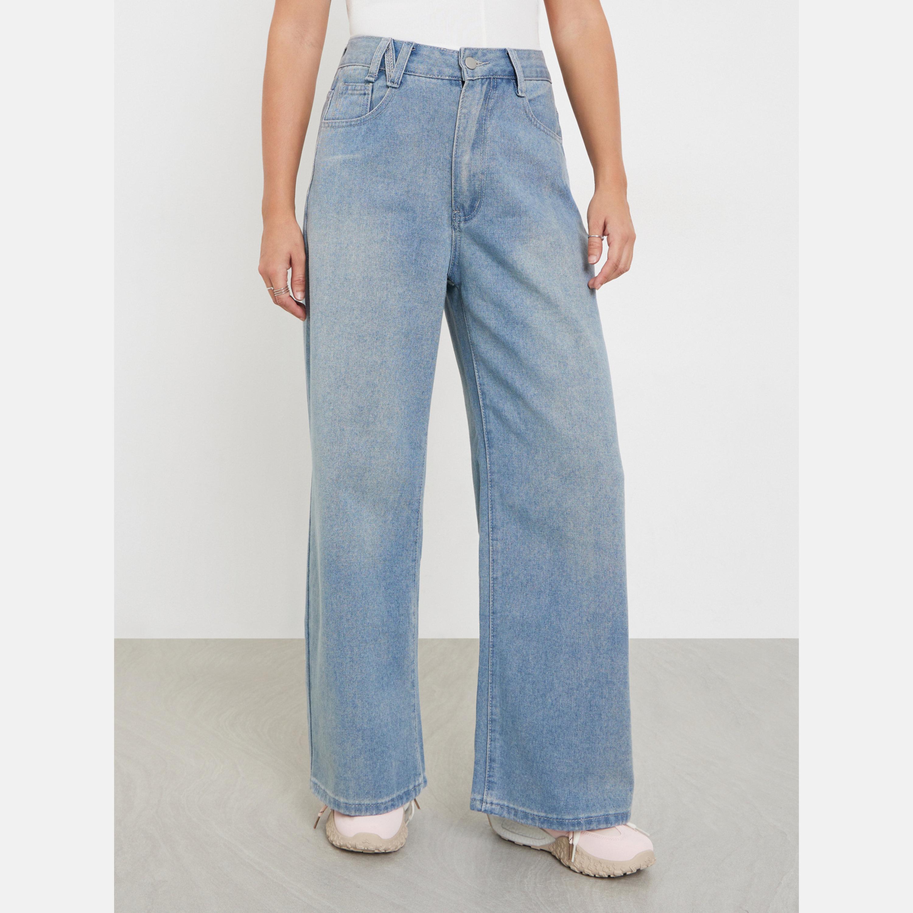 Styli High Rise Wide Leg Faded Jeans-women-clothing-bottoms-jeans-image-1