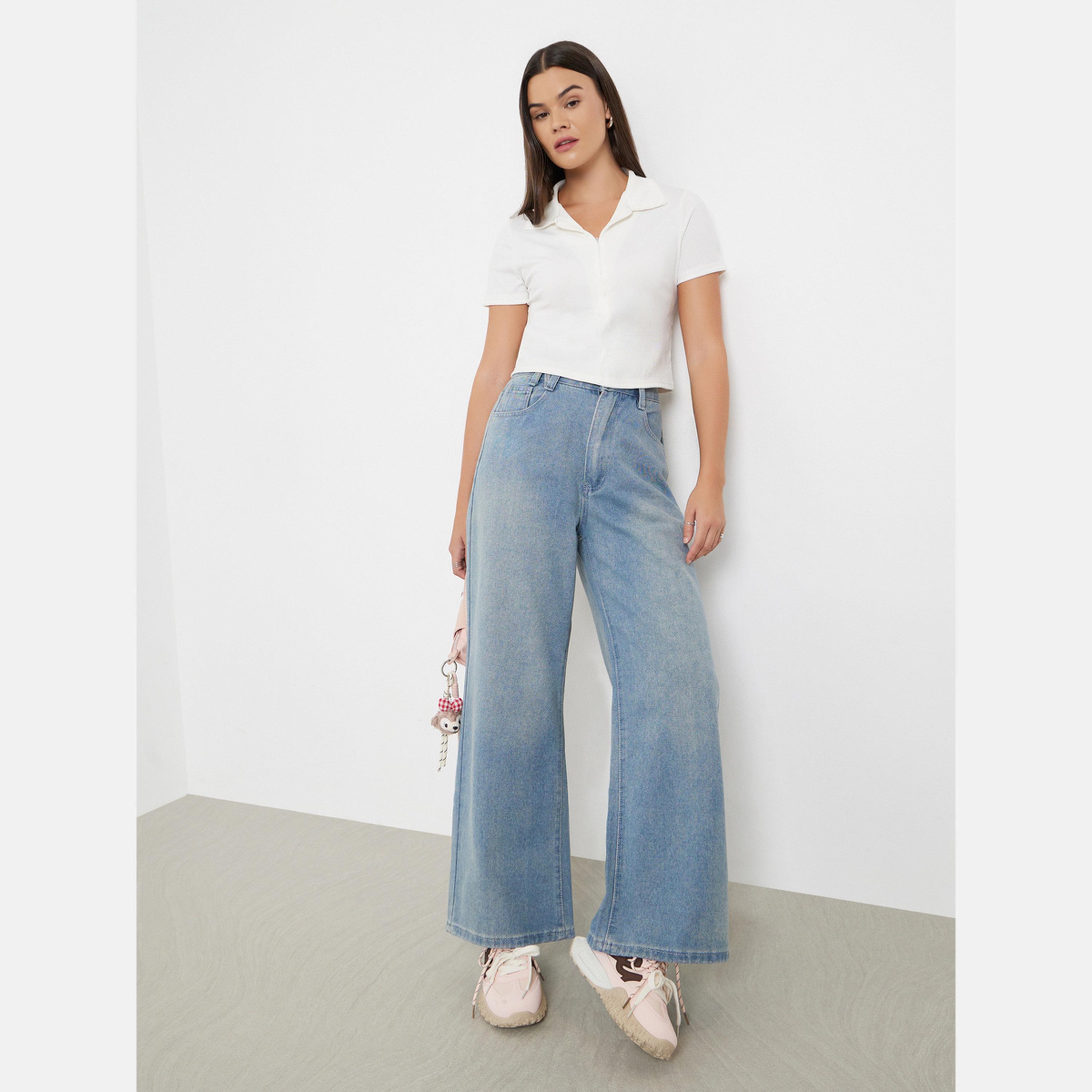 Styli High Rise Wide Leg Faded Jeans-women-clothing-bottoms-jeans-image-2