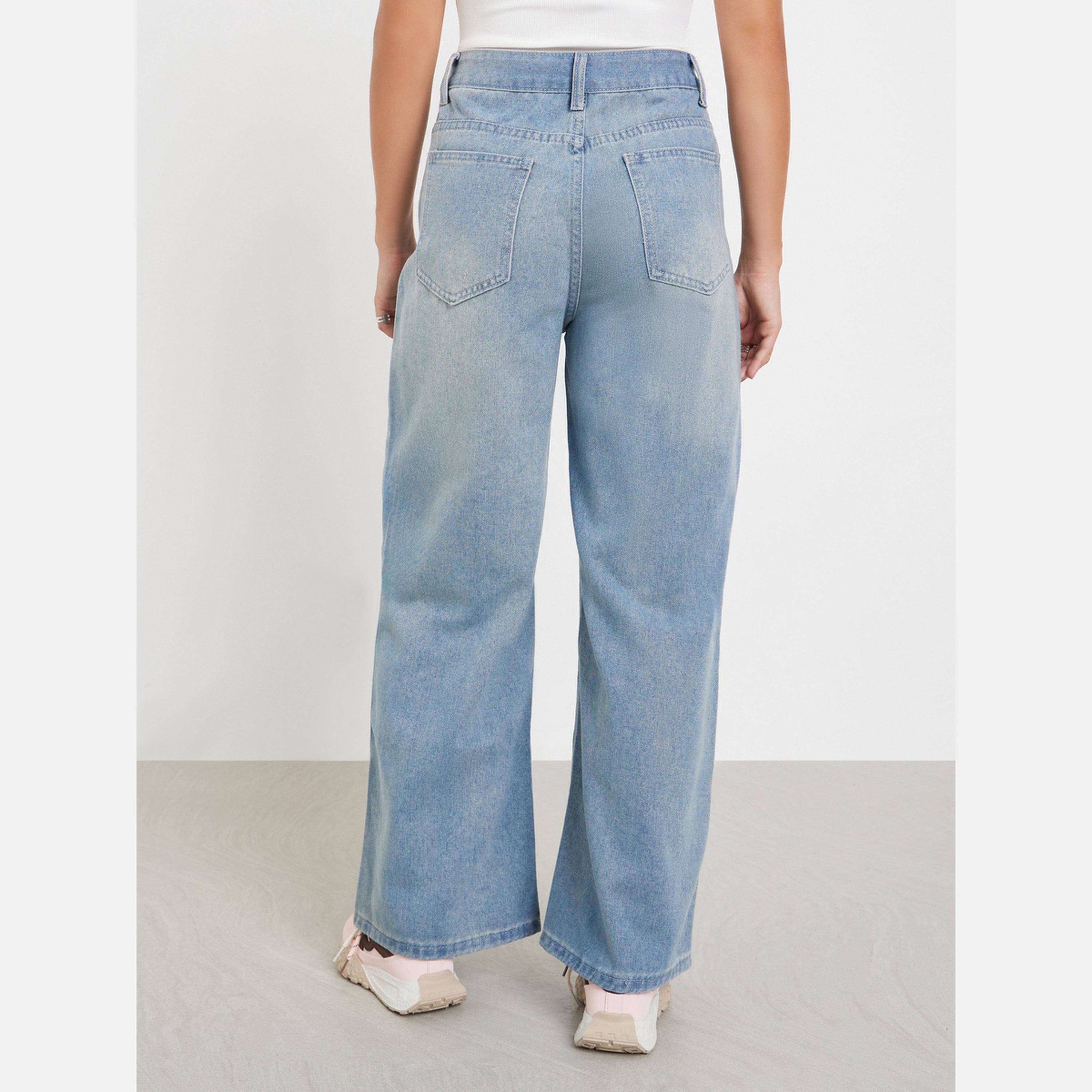 Styli High Rise Wide Leg Faded Jeans-women-clothing-bottoms-jeans-image-4