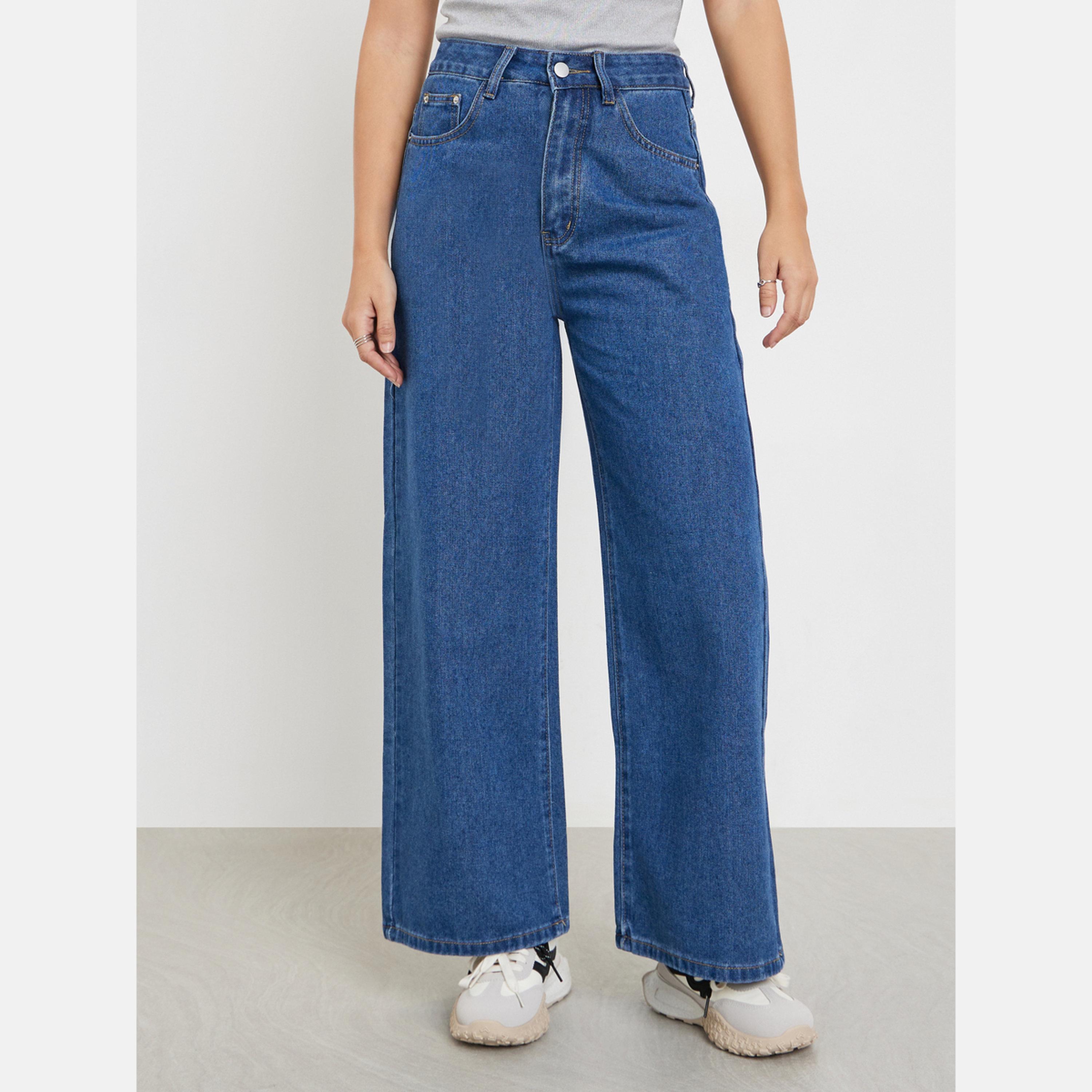 Styli High Rise Wide Leg Washed Jeans-women-clothing-bottoms-jeans-image-1