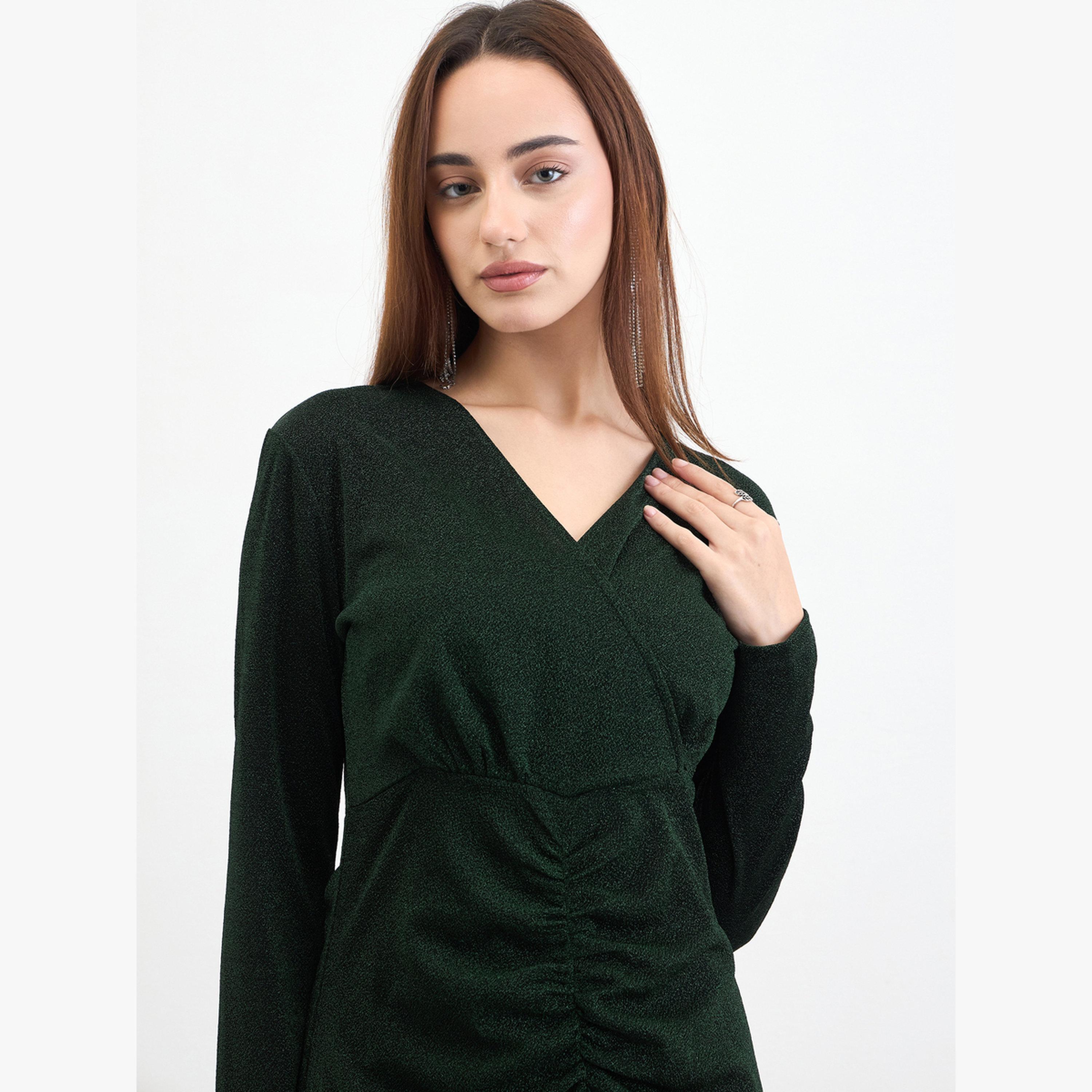 Styli Women Dark Green Mermaid Hem Midi Dress-women-clothing-dresses-image-3