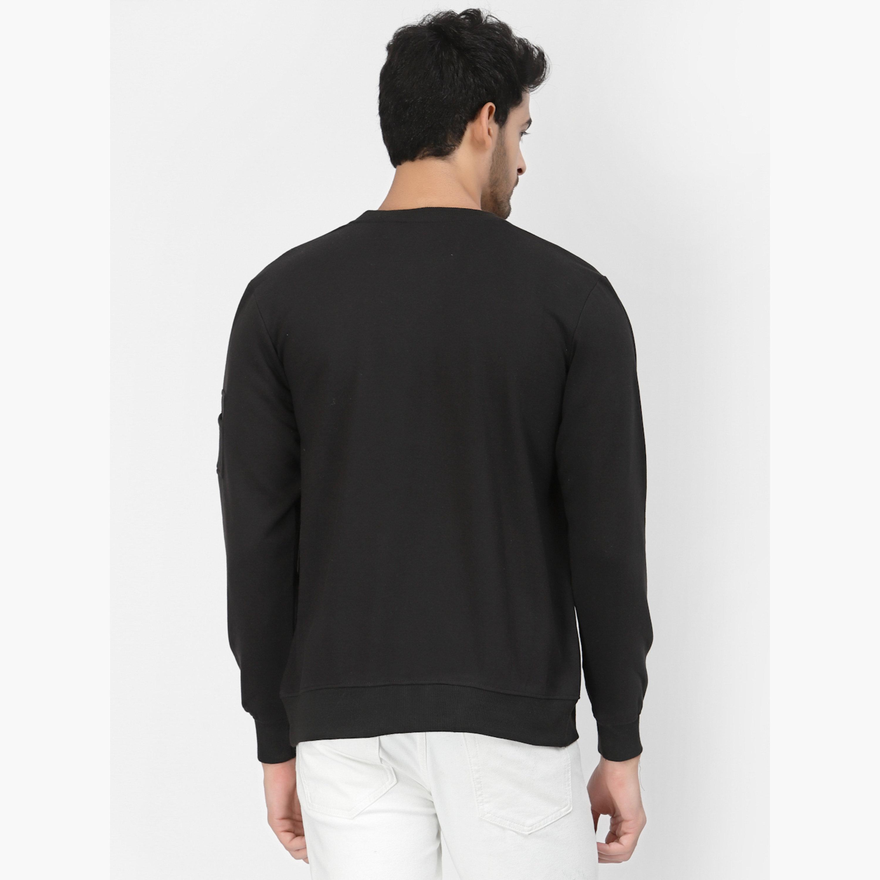 PAUSE Solid Round Neck Long Sleeves Men's Zip Through Sweatshirt-men-clothing-jacketsandblazers-jackets-image-5