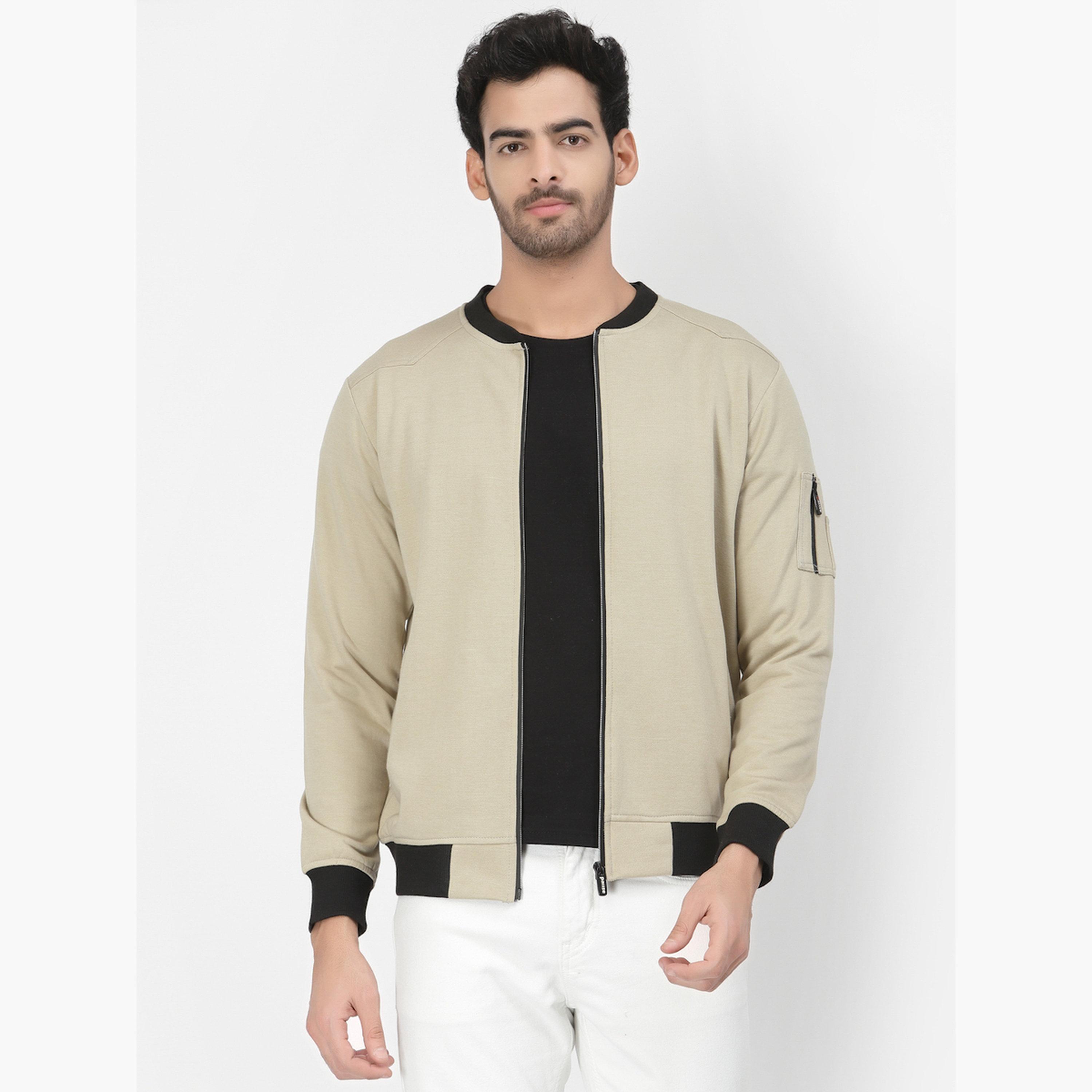 PAUSE Color Block Round Neck Long Sleeves Men's Zip Through Sweatshirt-men-clothing-jacketsandblazers-jackets-image-1