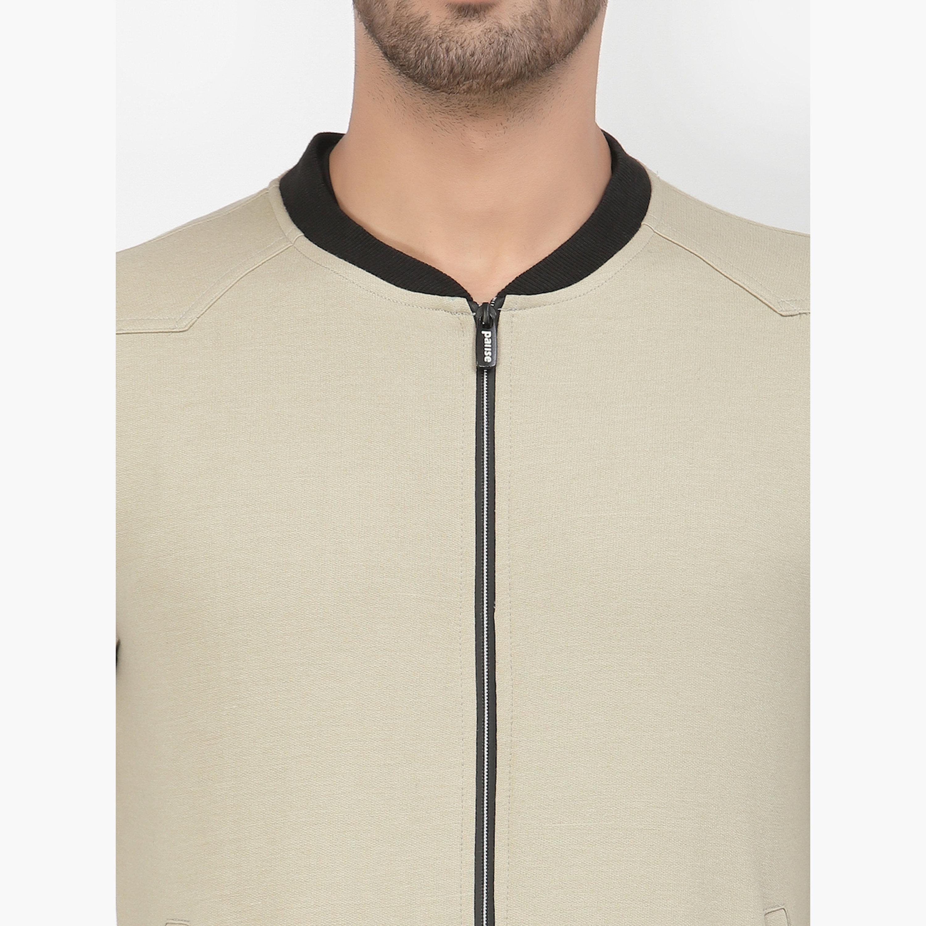 PAUSE Color Block Round Neck Long Sleeves Men's Zip Through Sweatshirt-men-clothing-jacketsandblazers-jackets-image-6