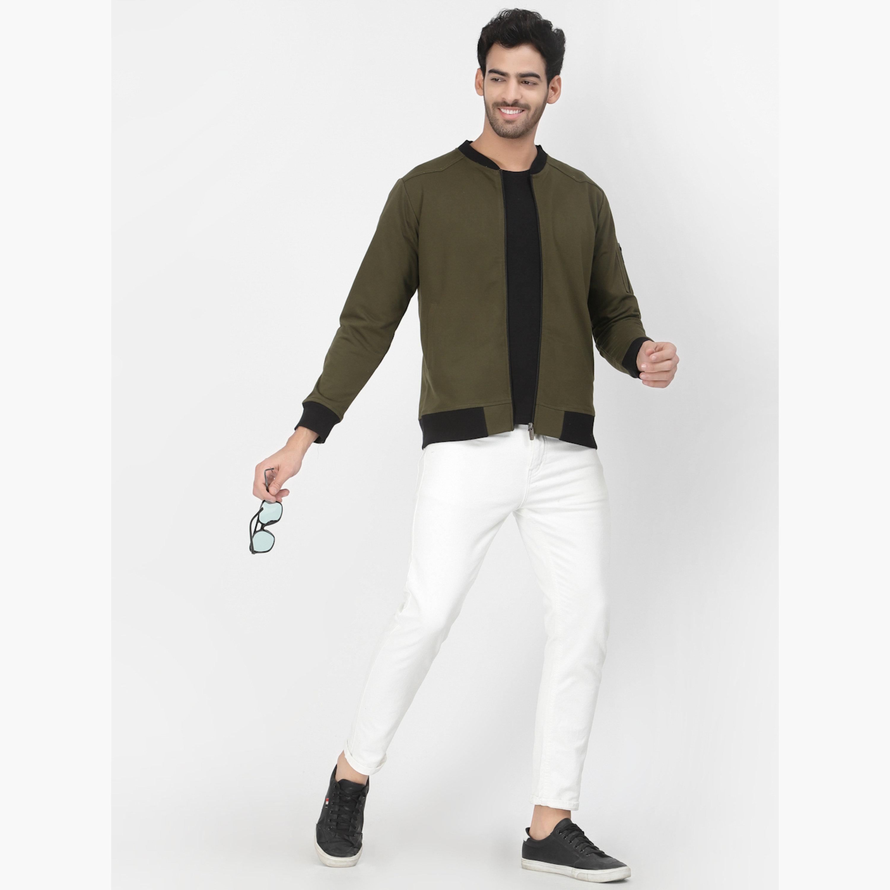 PAUSE Color Block Round Neck Long Sleeves Men's Zip Through Sweatshirt-men-clothing-jacketsandblazers-jackets-image-2