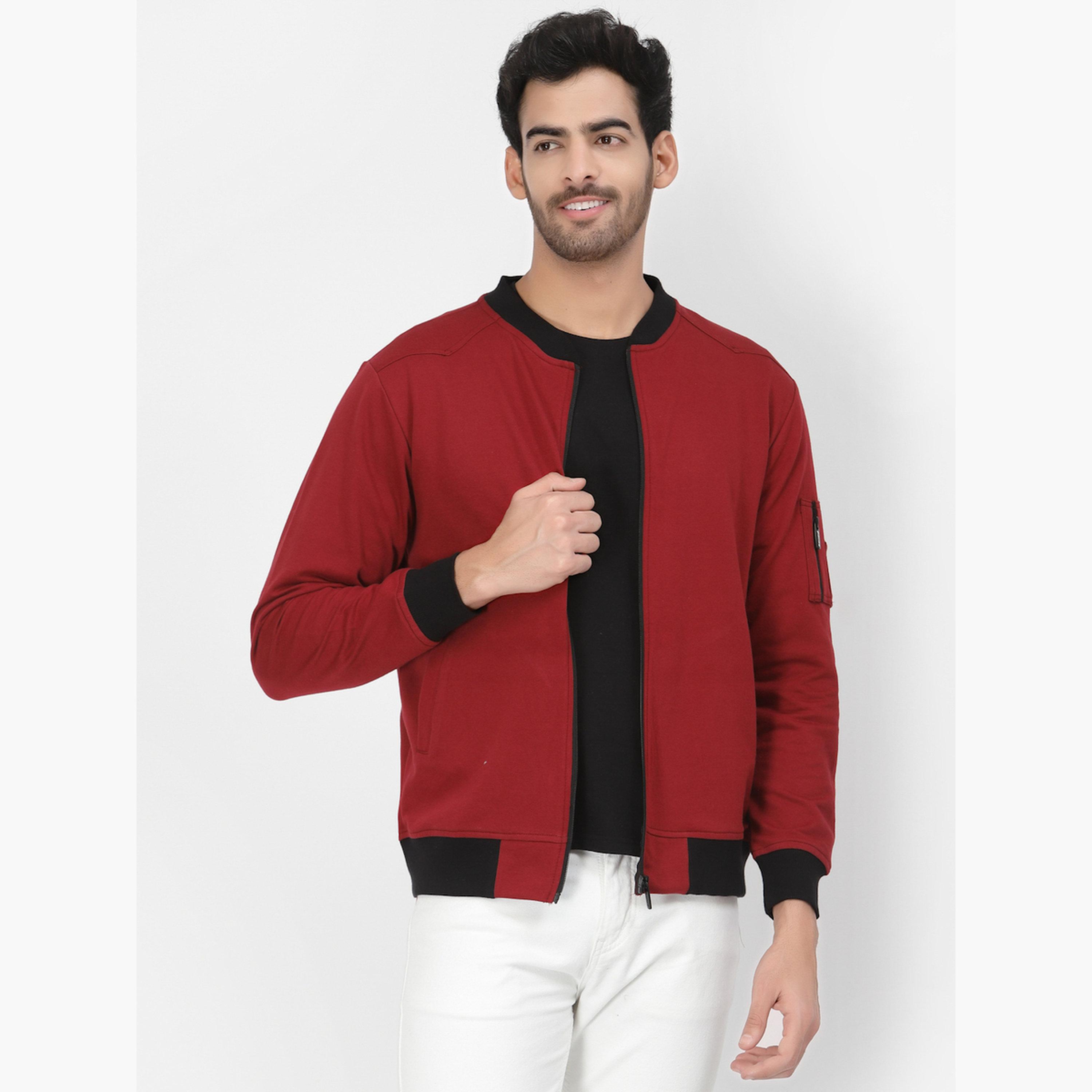 PAUSE Color Block Round Neck Long Sleeves Men's Zip Through Sweatshirt-men-clothing-jacketsandblazers-jackets-image-1