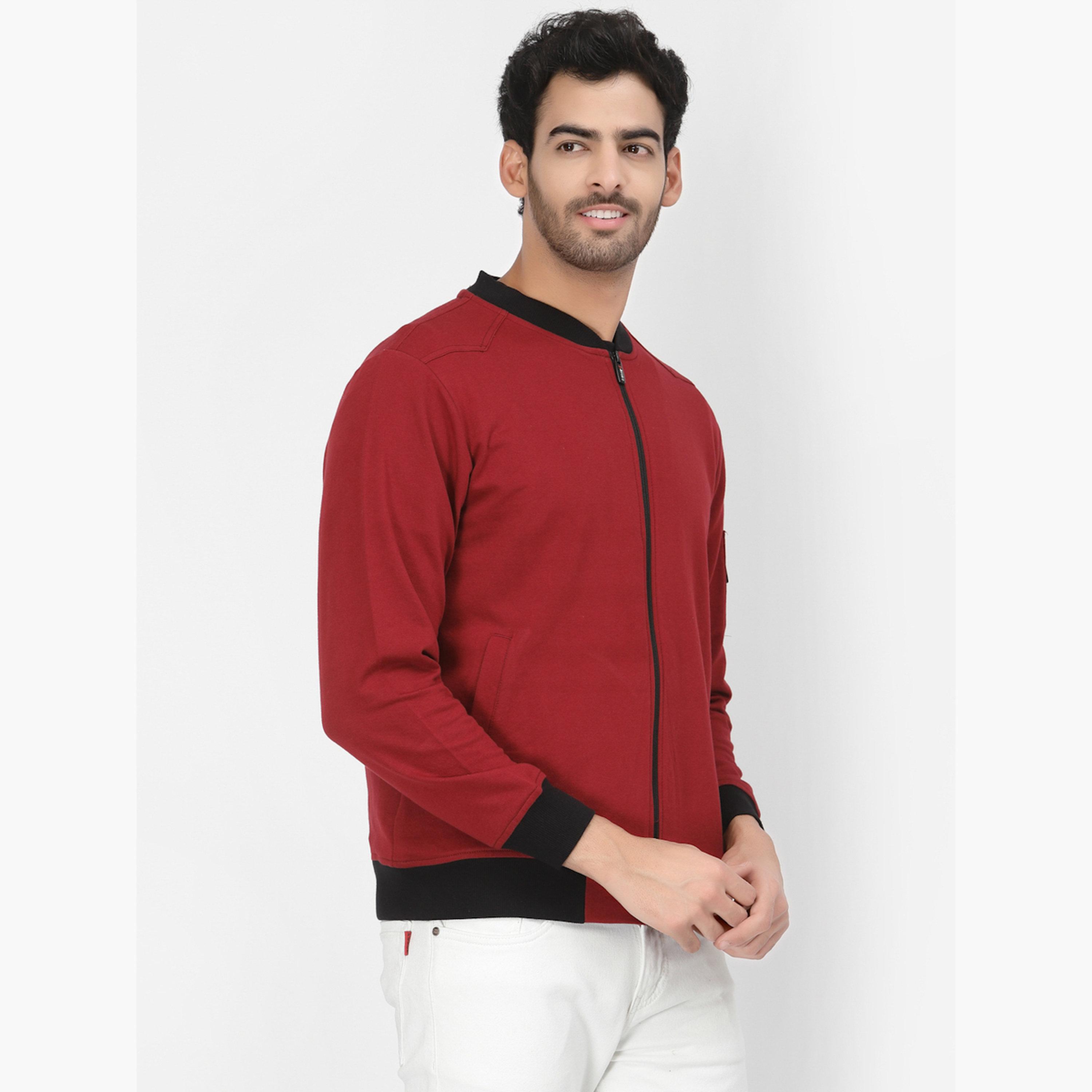 PAUSE Color Block Round Neck Long Sleeves Men's Zip Through Sweatshirt-men-clothing-jacketsandblazers-jackets-image-4