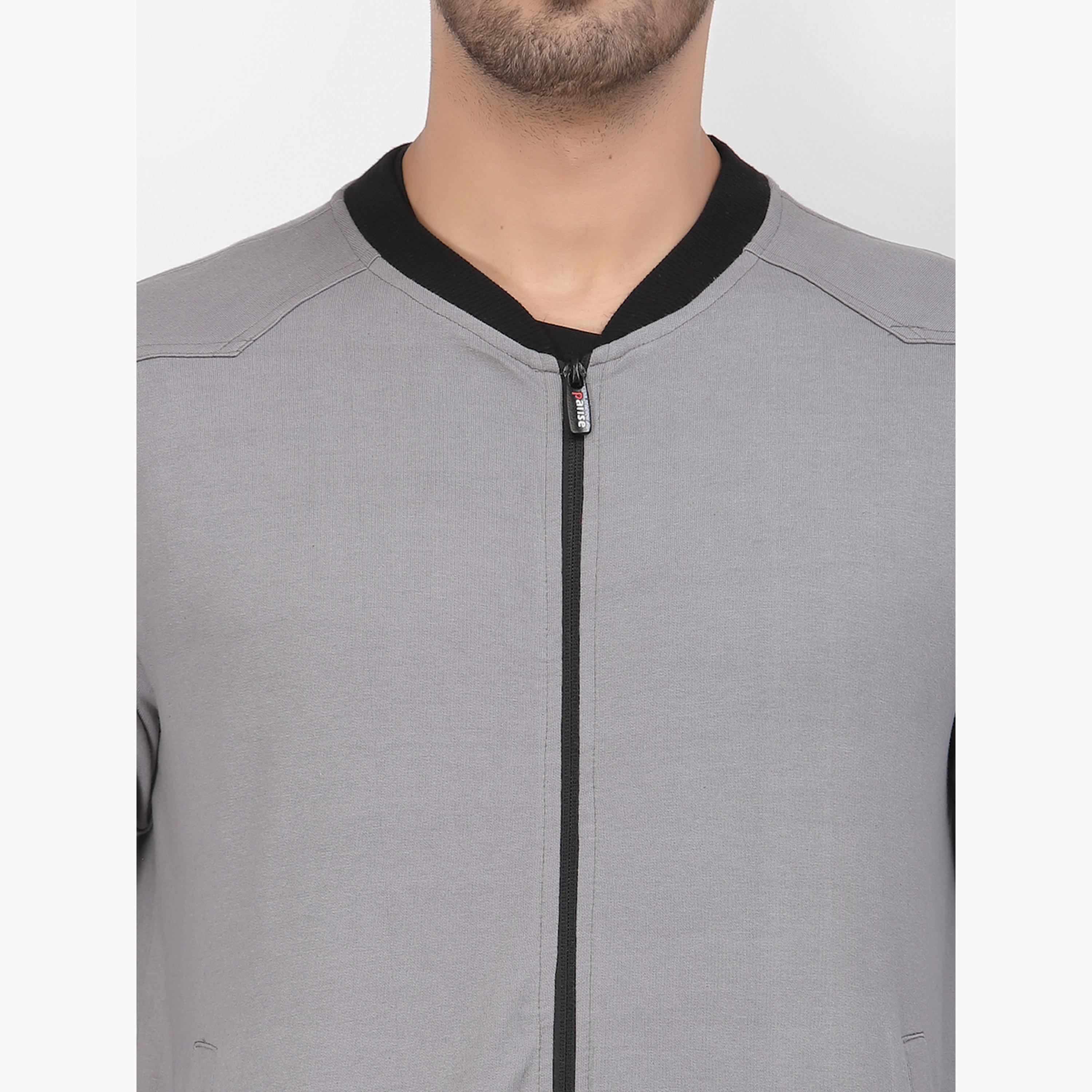 PAUSE Color Block Round Neck Long Sleeves Men's Zip Through Sweatshirt-men-clothing-jacketsandblazers-jackets-image-6