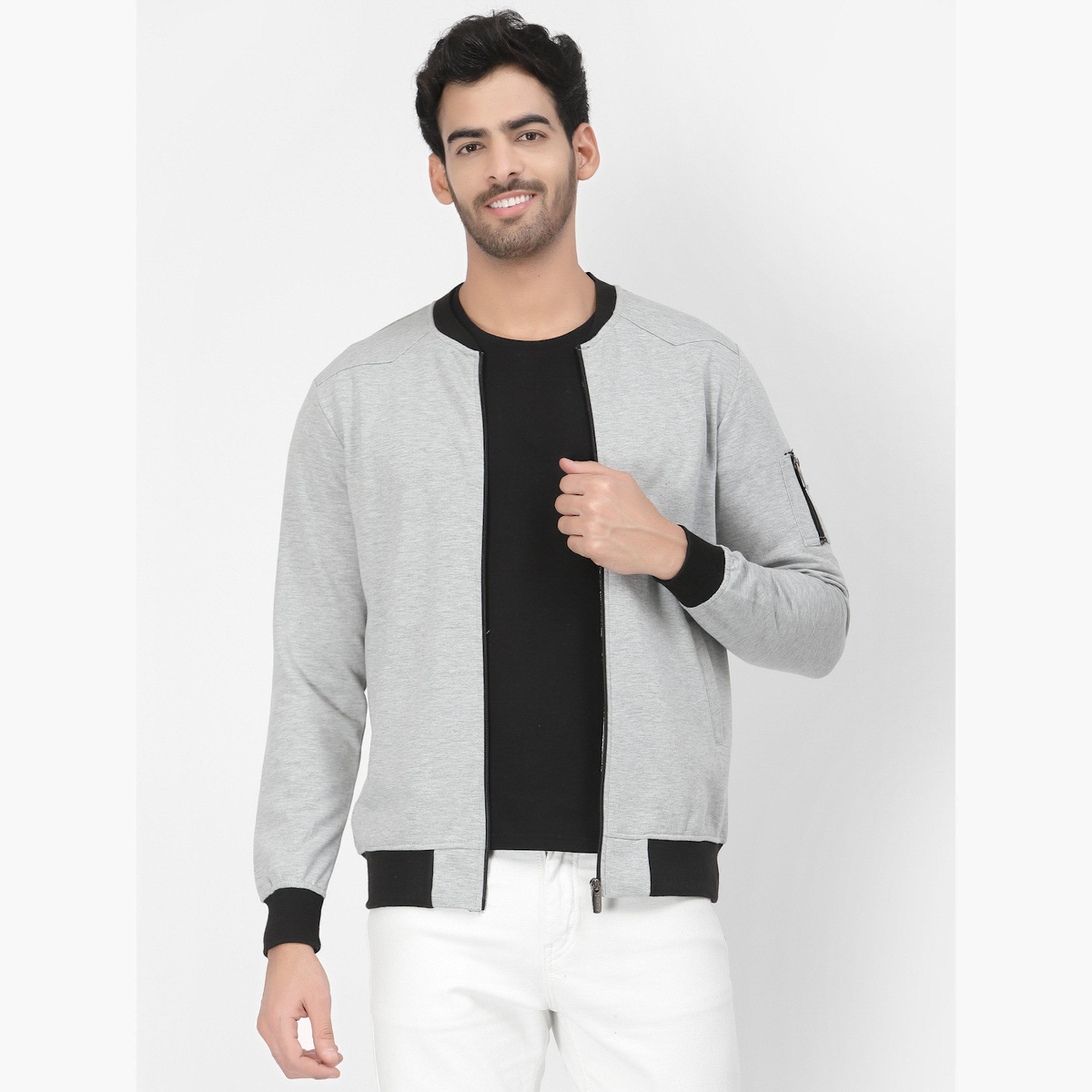 PAUSE Color Block Round Neck Long Sleeves Men's Zip Through Sweatshirt-men-clothing-jacketsandblazers-jackets-image-1