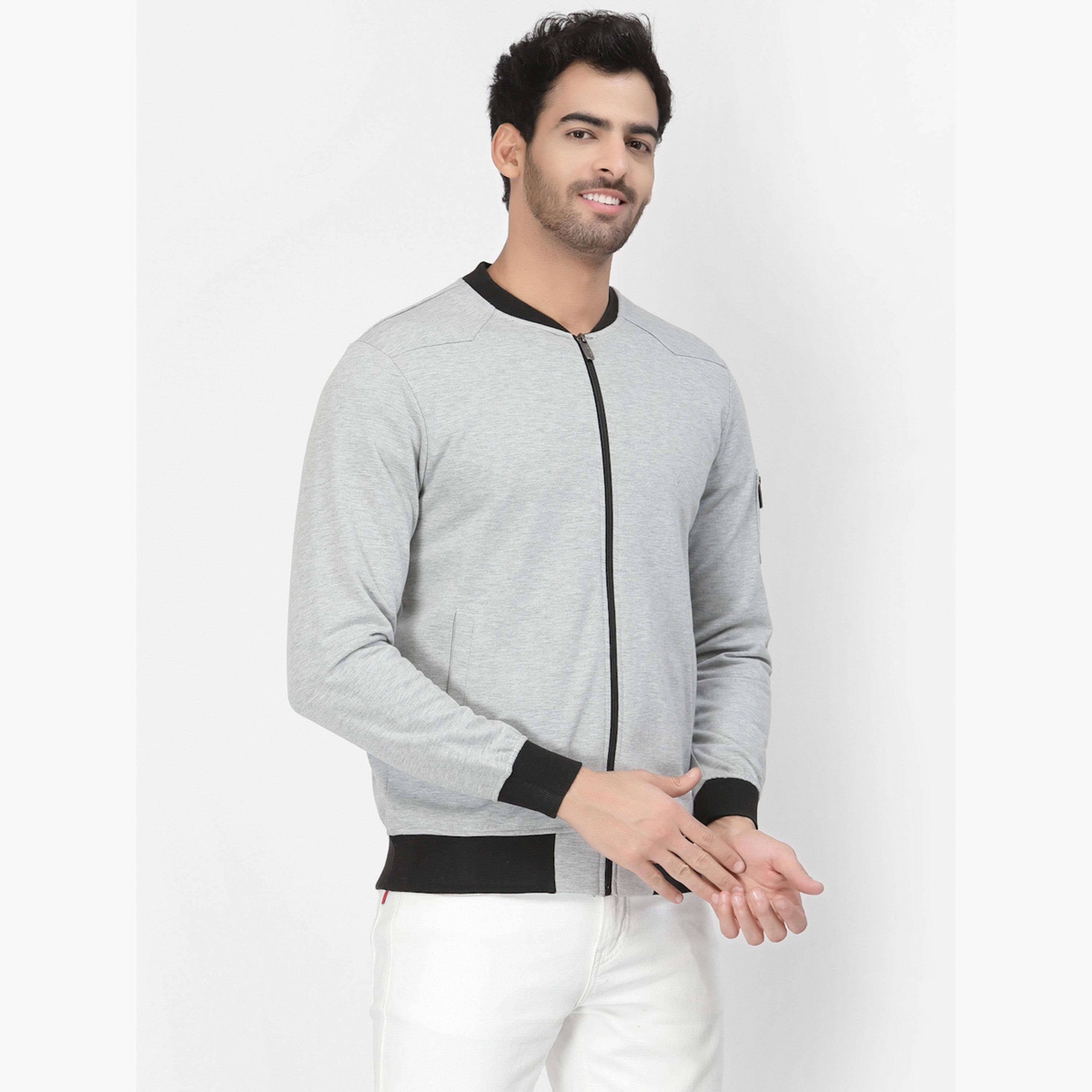 PAUSE Color Block Round Neck Long Sleeves Men's Zip Through Sweatshirt-men-clothing-jacketsandblazers-jackets-image-4