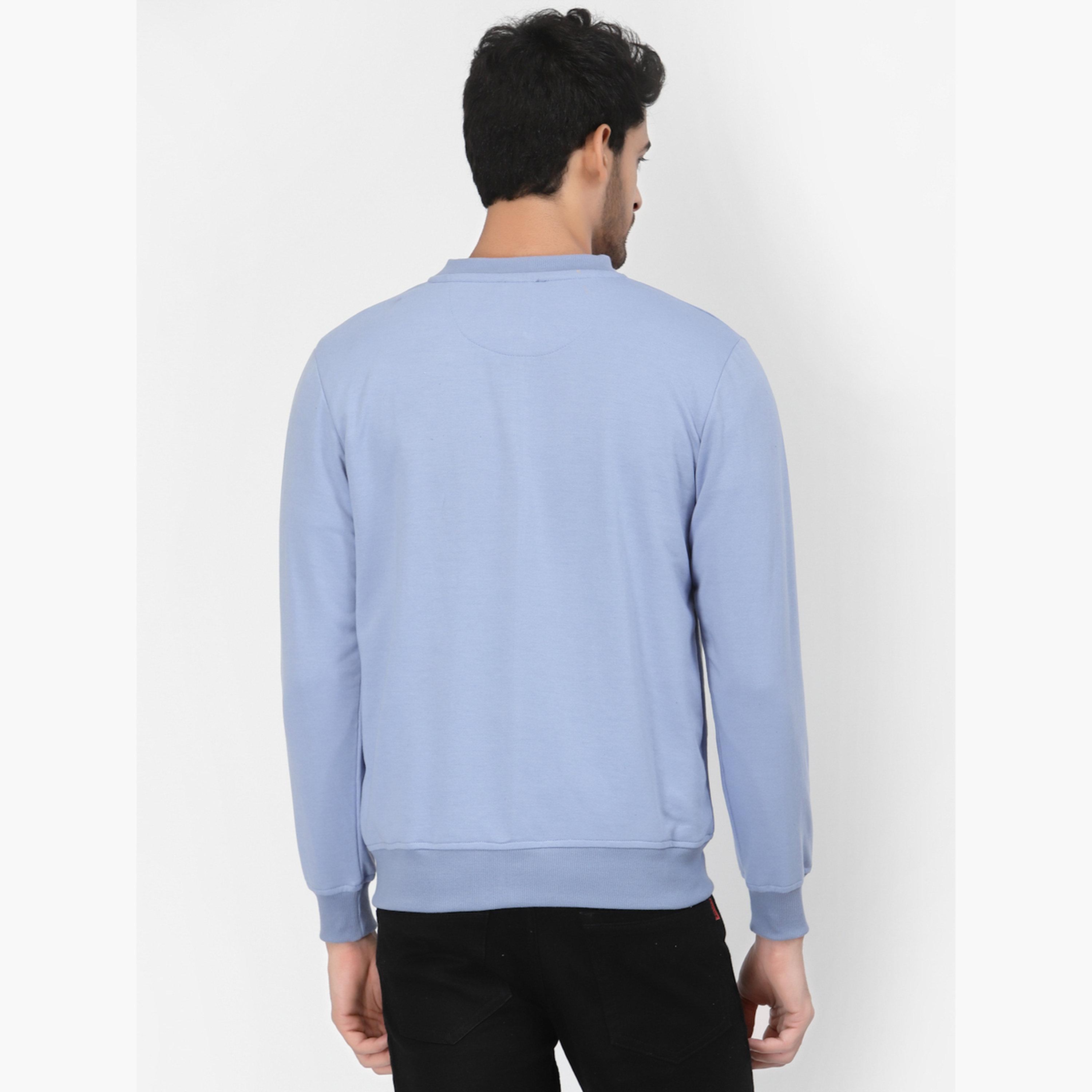 PAUSE Solid Round Neck Long Sleeves Men's Zip Through Sweatshirt-men-clothing-jacketsandblazers-jackets-image-4