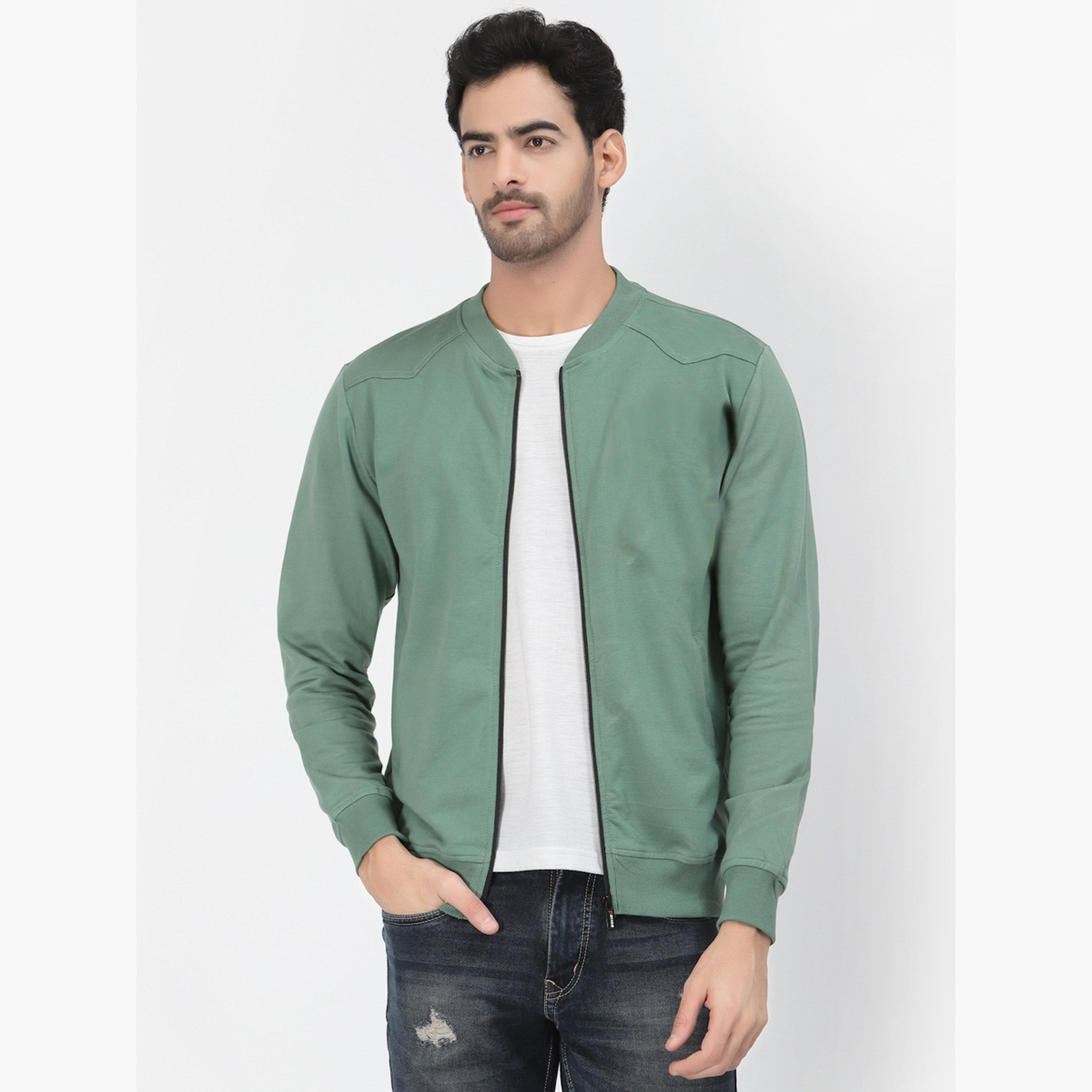 بوز - سويت شيرت رجالي سادة برقبة دائرية وأكمام طويلة وسحاب-men-clothing-jacketsandblazers-jackets-image-1