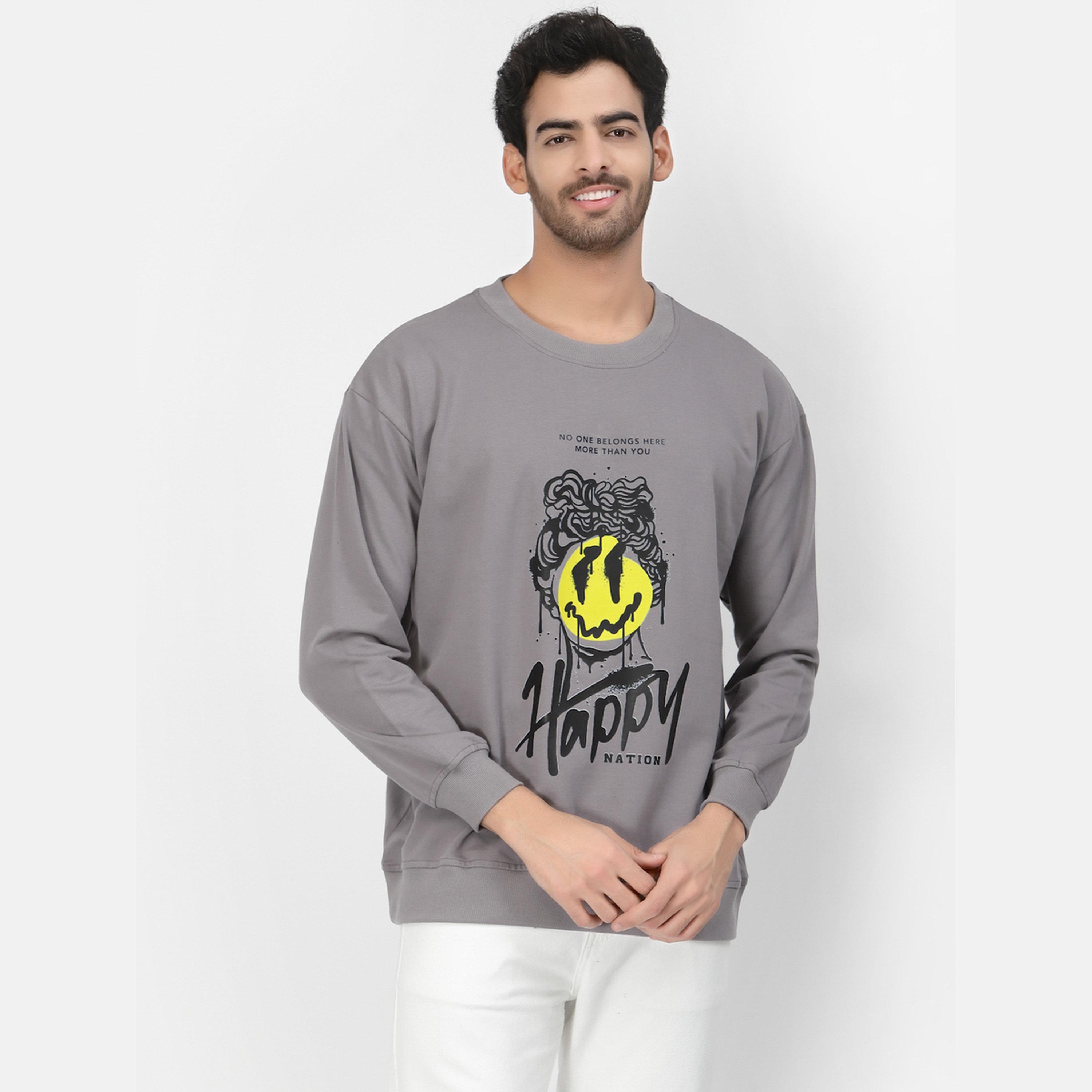 PAUSE Graphic Print Round Neck Long Sleeves Men's Sweatshirt-men-winterwear-hoodiesandsweatshirts-image-1