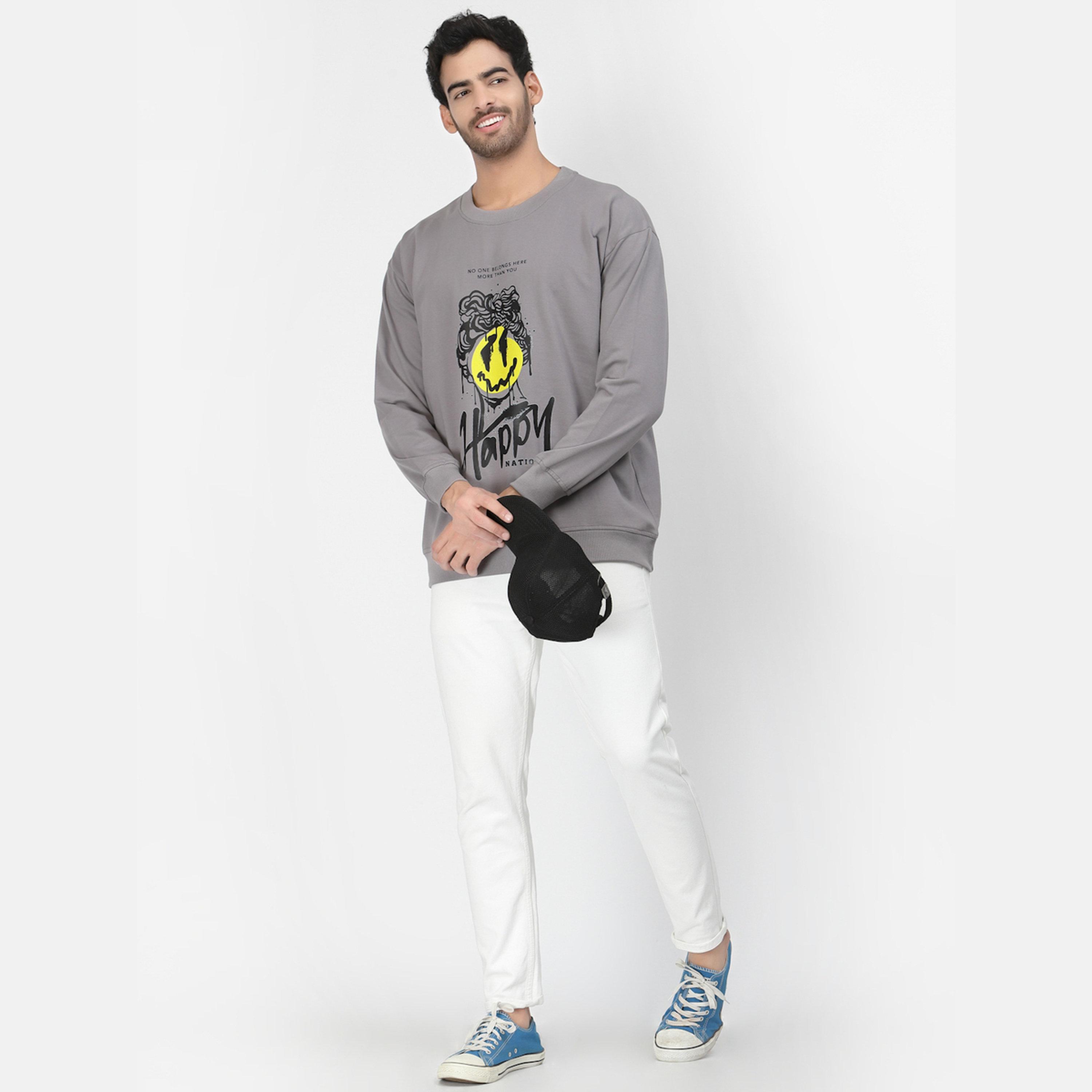 PAUSE Graphic Print Round Neck Long Sleeves Men's Sweatshirt-men-winterwear-hoodiesandsweatshirts-image-2