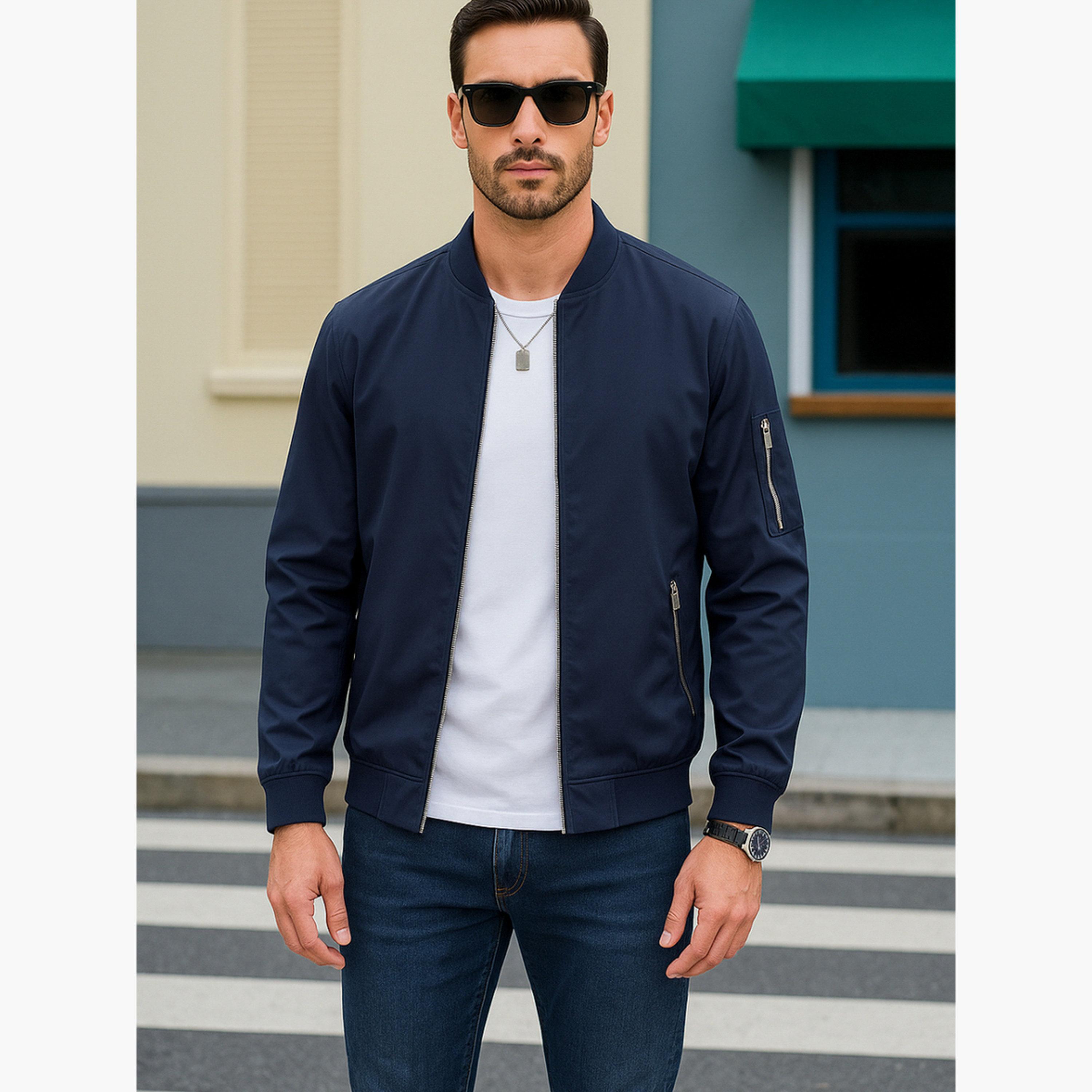 بوز - سويت شيرت رجالي سادة برقبة دائرية وأكمام طويلة وسحاب-men-clothing-jacketsandblazers-jackets-image-3