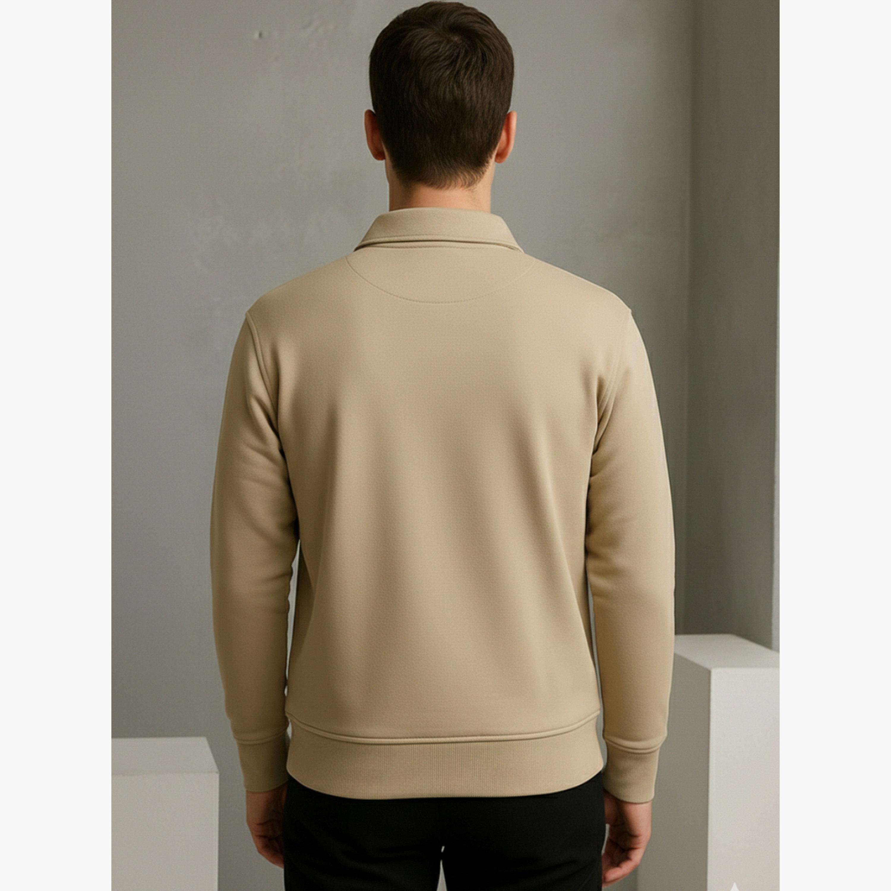 PAUSE PAUSE Solid Collared Long Sleeves Men's Nylon Sweatshirt-men-clothing-tshirtsandpolos-polos-image-3