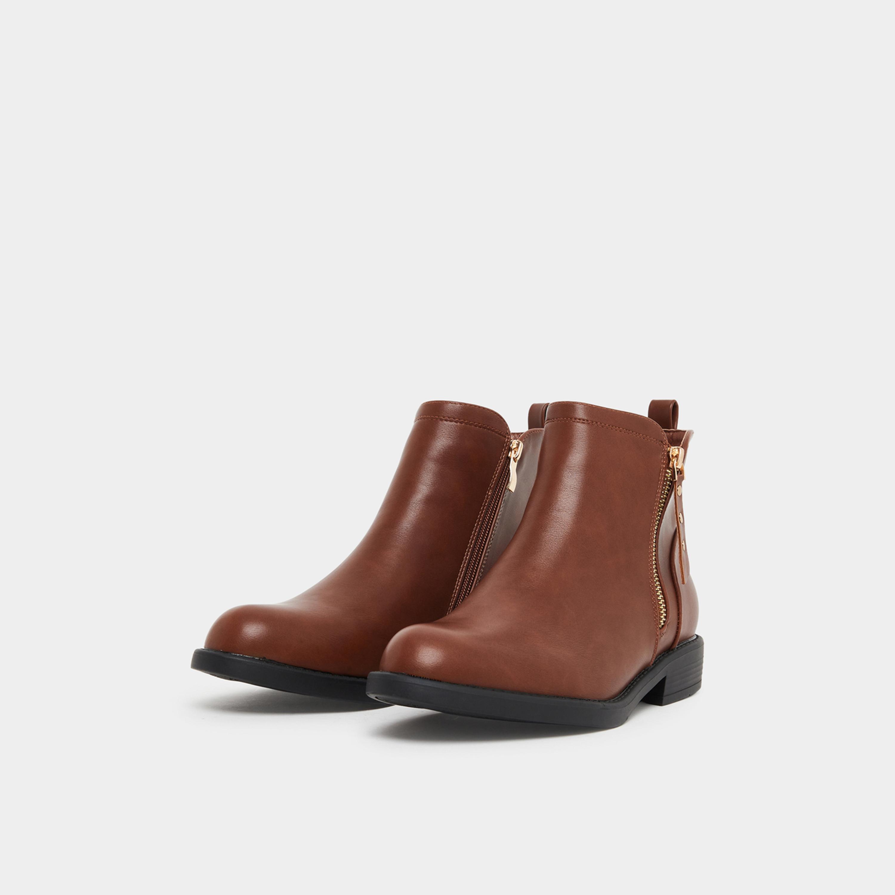 Styli Womens Tan Zip Ankle Boots-women-shoes-boots-image-1