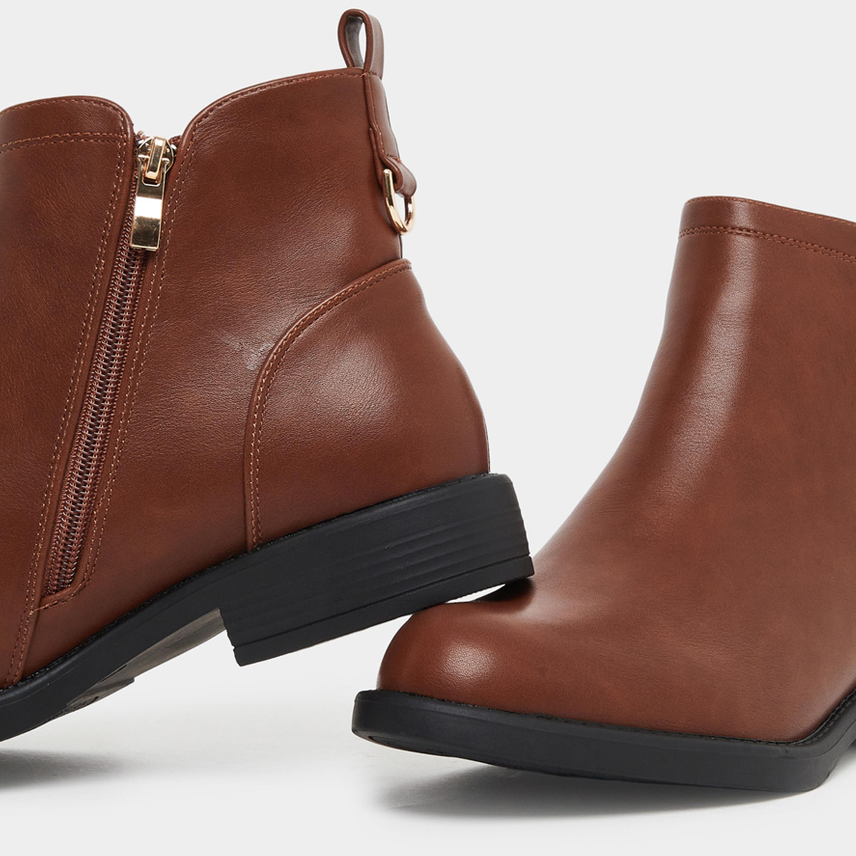 Styli Womens Tan Zip Ankle Boots-women-shoes-boots-image-4