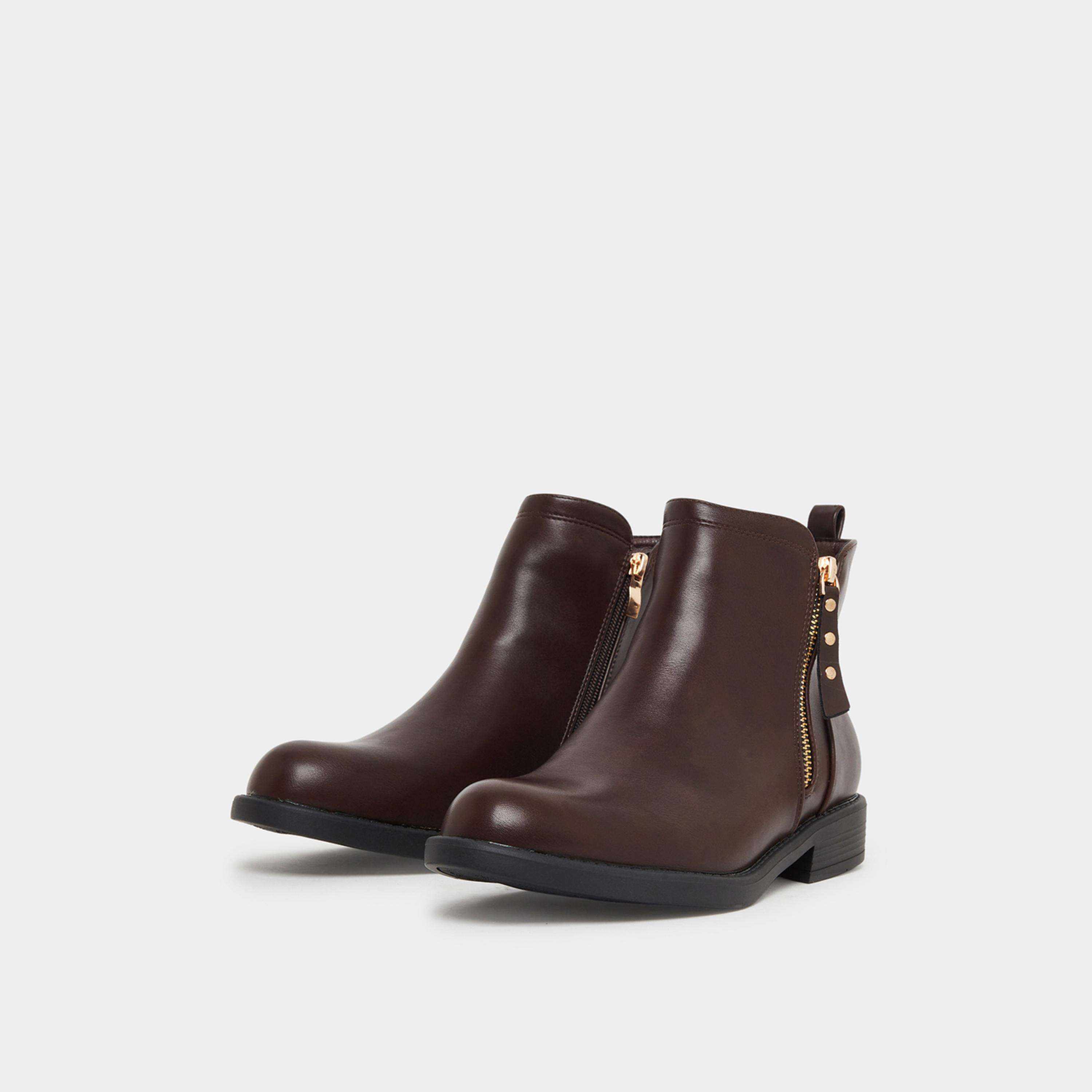 Styli Coffee Brown Ankle Boots-women-shoes-boots-image-1