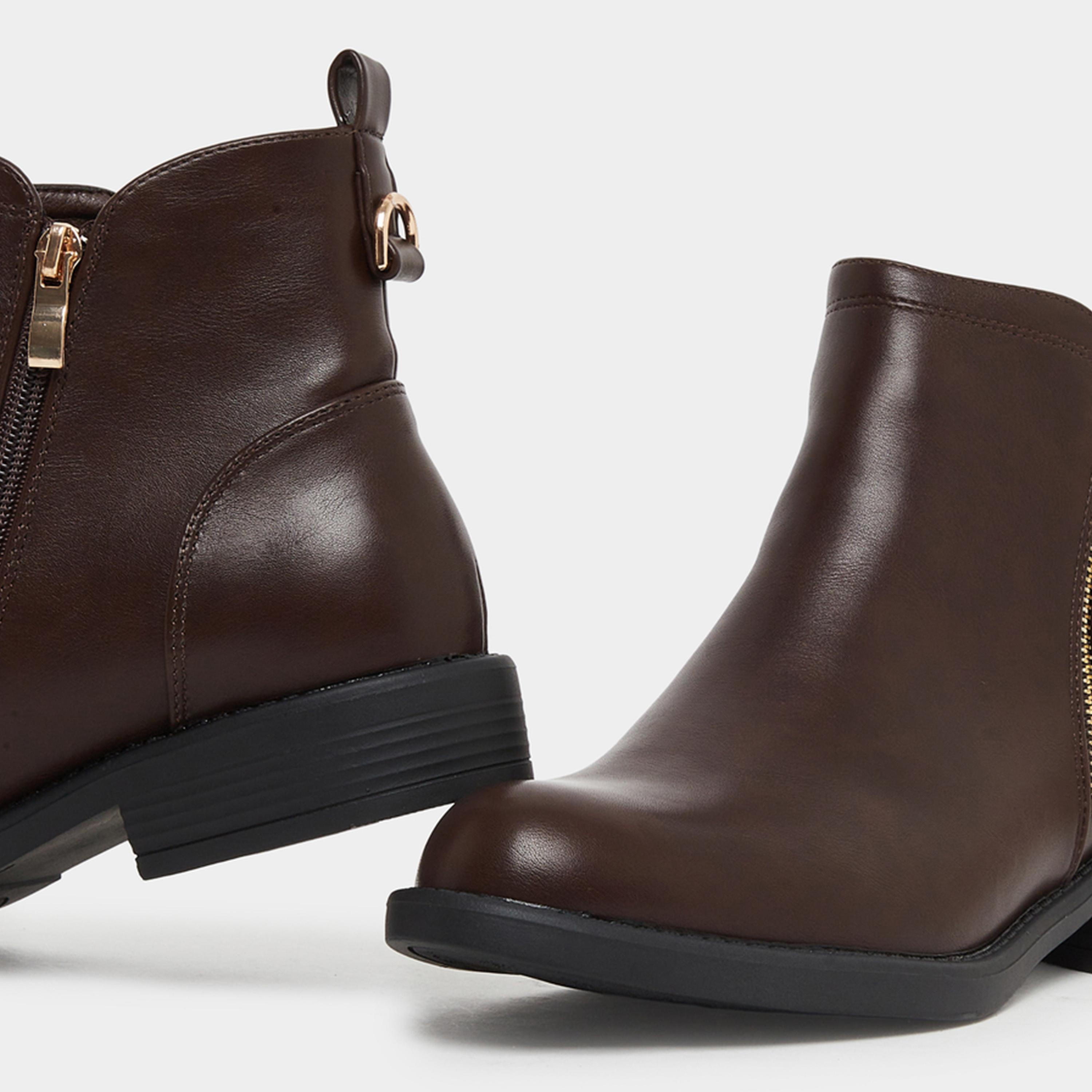 Styli Coffee Brown Ankle Boots-women-shoes-boots-image-4