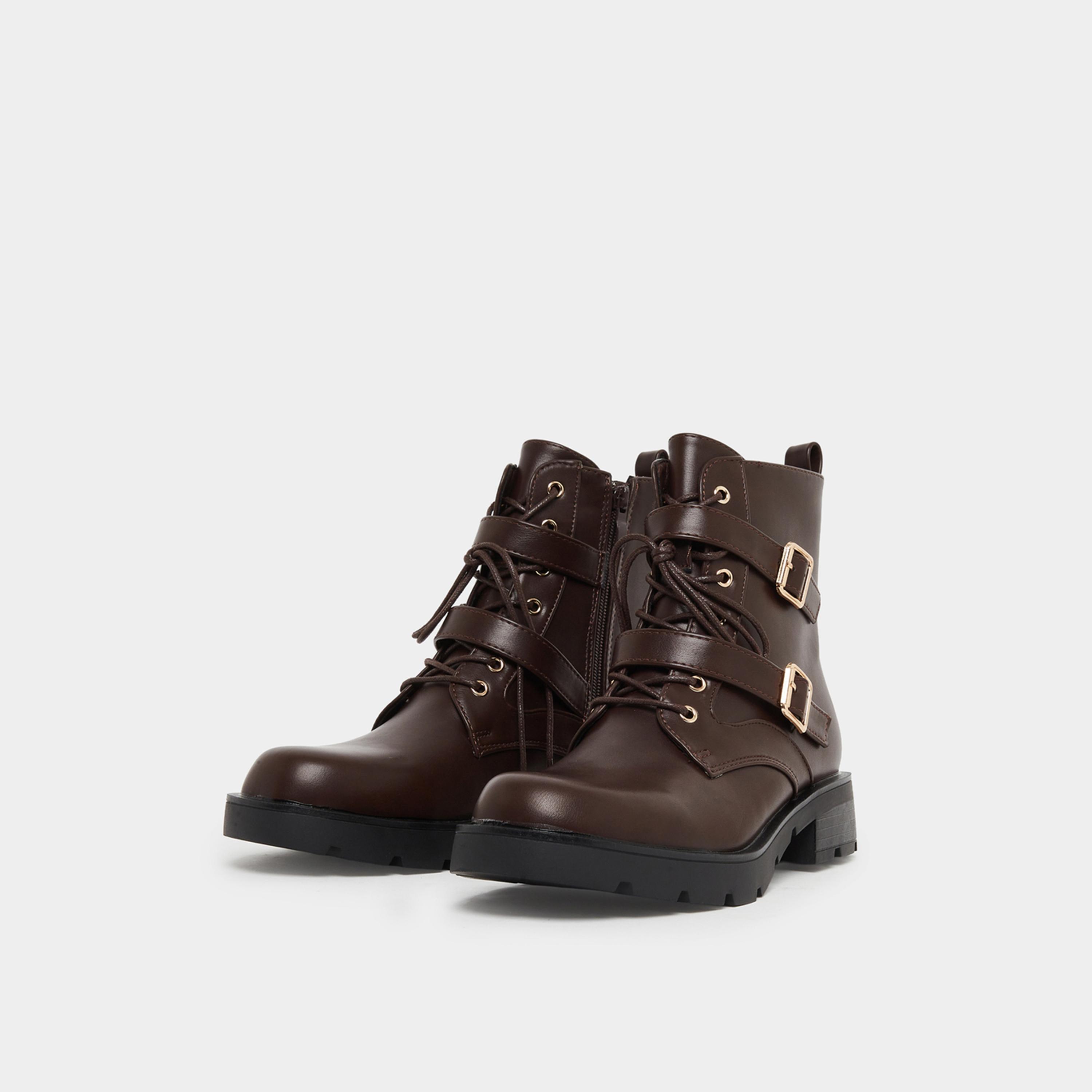 ستايلي - حذاء بني بإبزيم عند الكاحل-women-shoes-boots-image-1