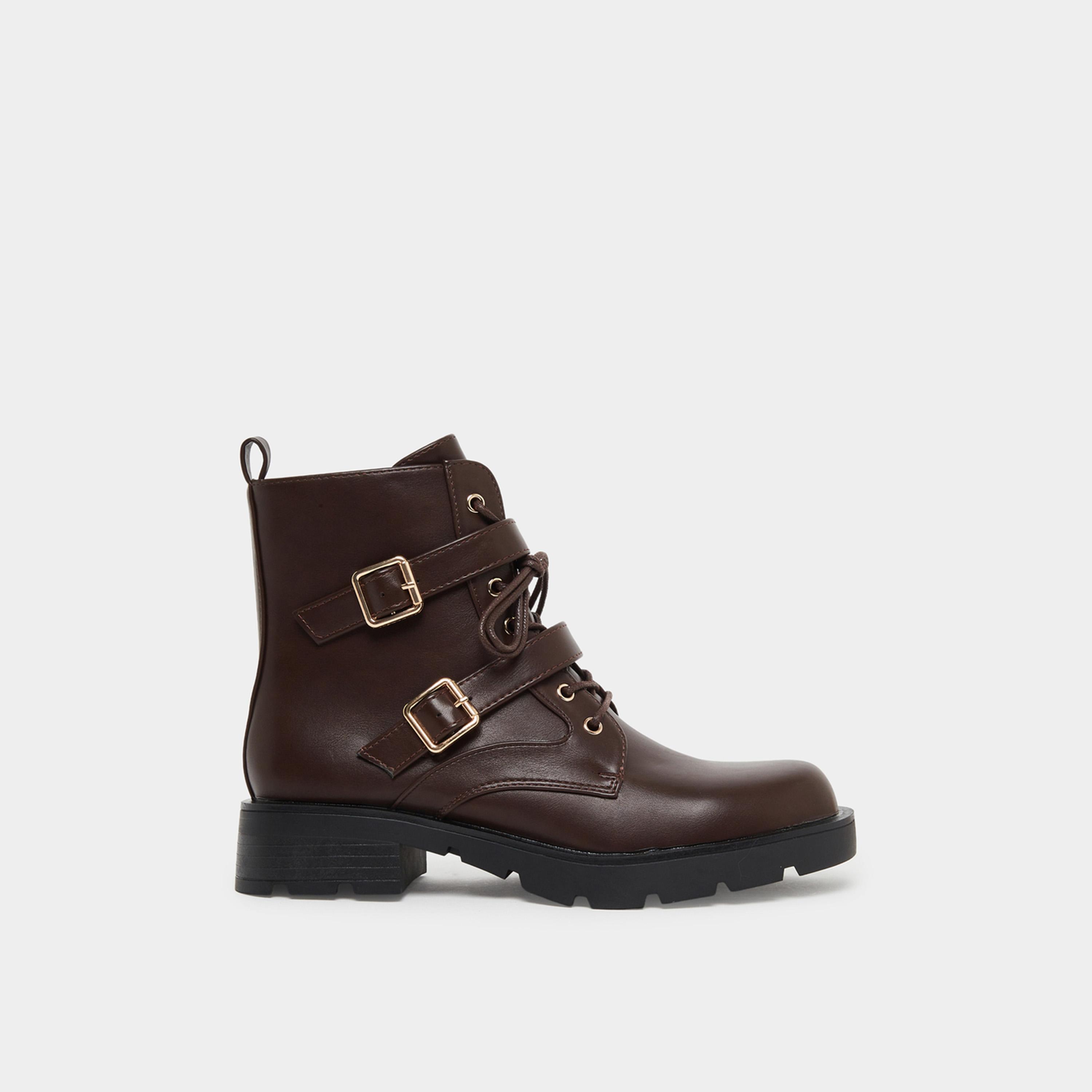 ستايلي - حذاء بني بإبزيم عند الكاحل-women-shoes-boots-image-2