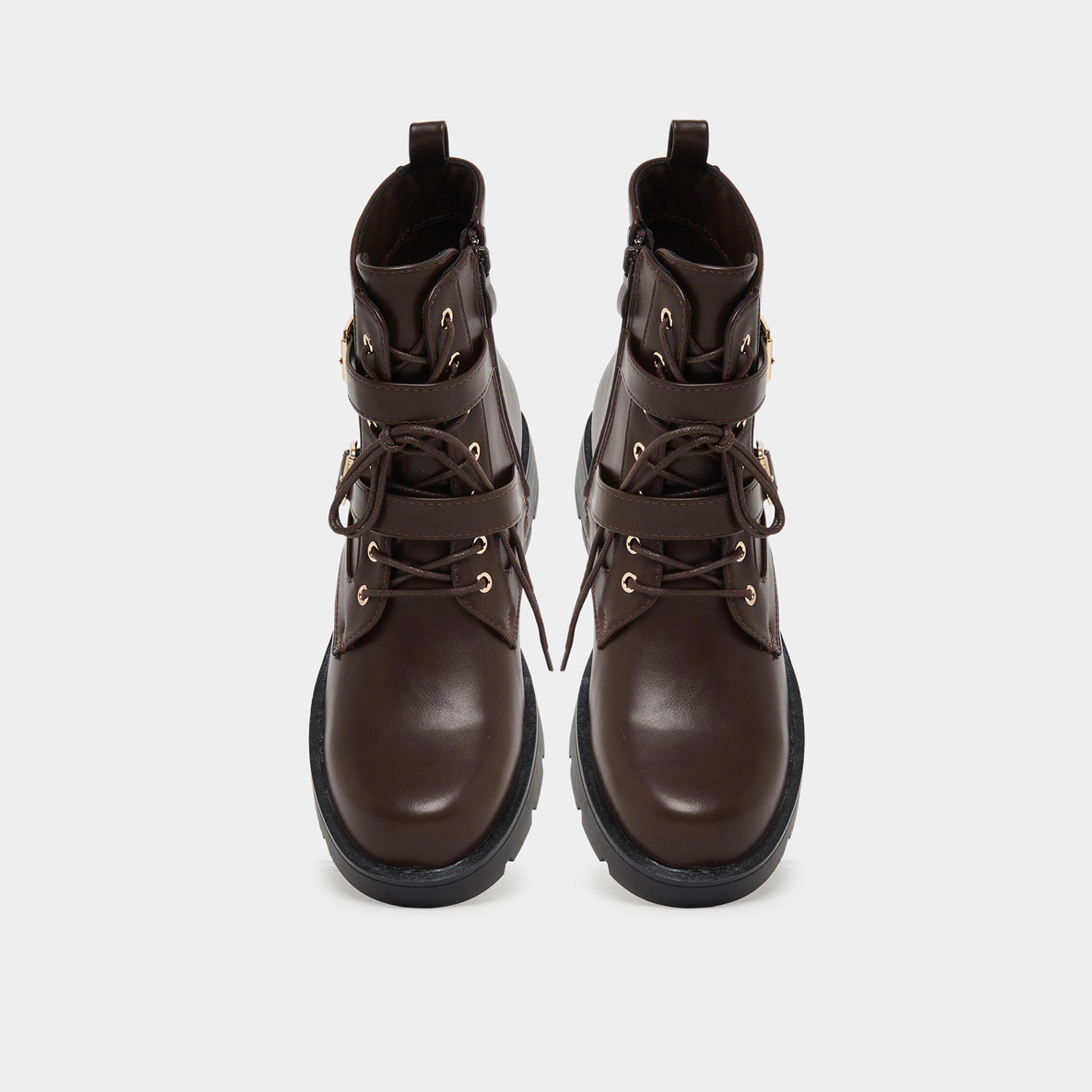 ستايلي - حذاء بني بإبزيم عند الكاحل-women-shoes-boots-image-3