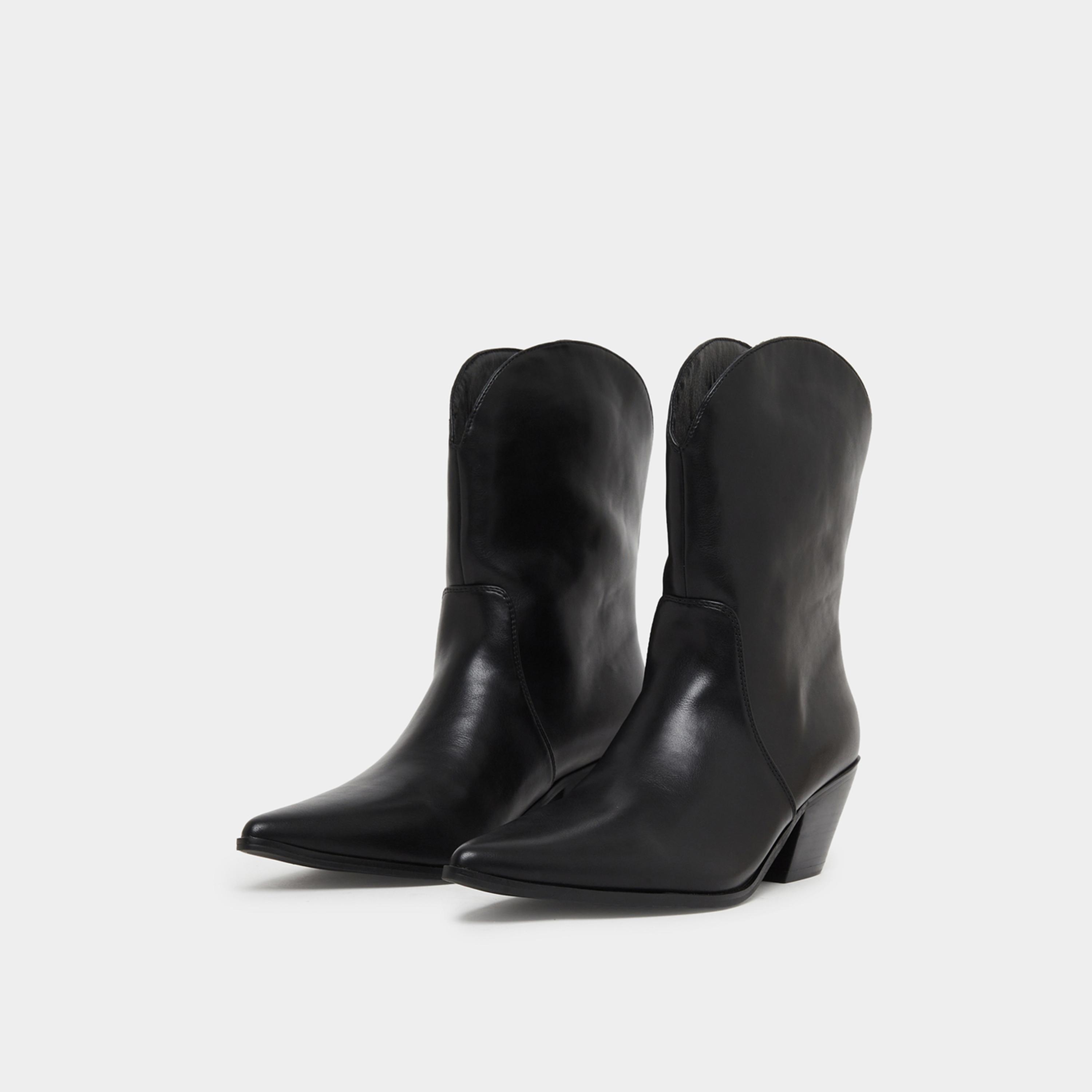 Styli Black Western Ankle Boots-women-shoes-boots-image-1