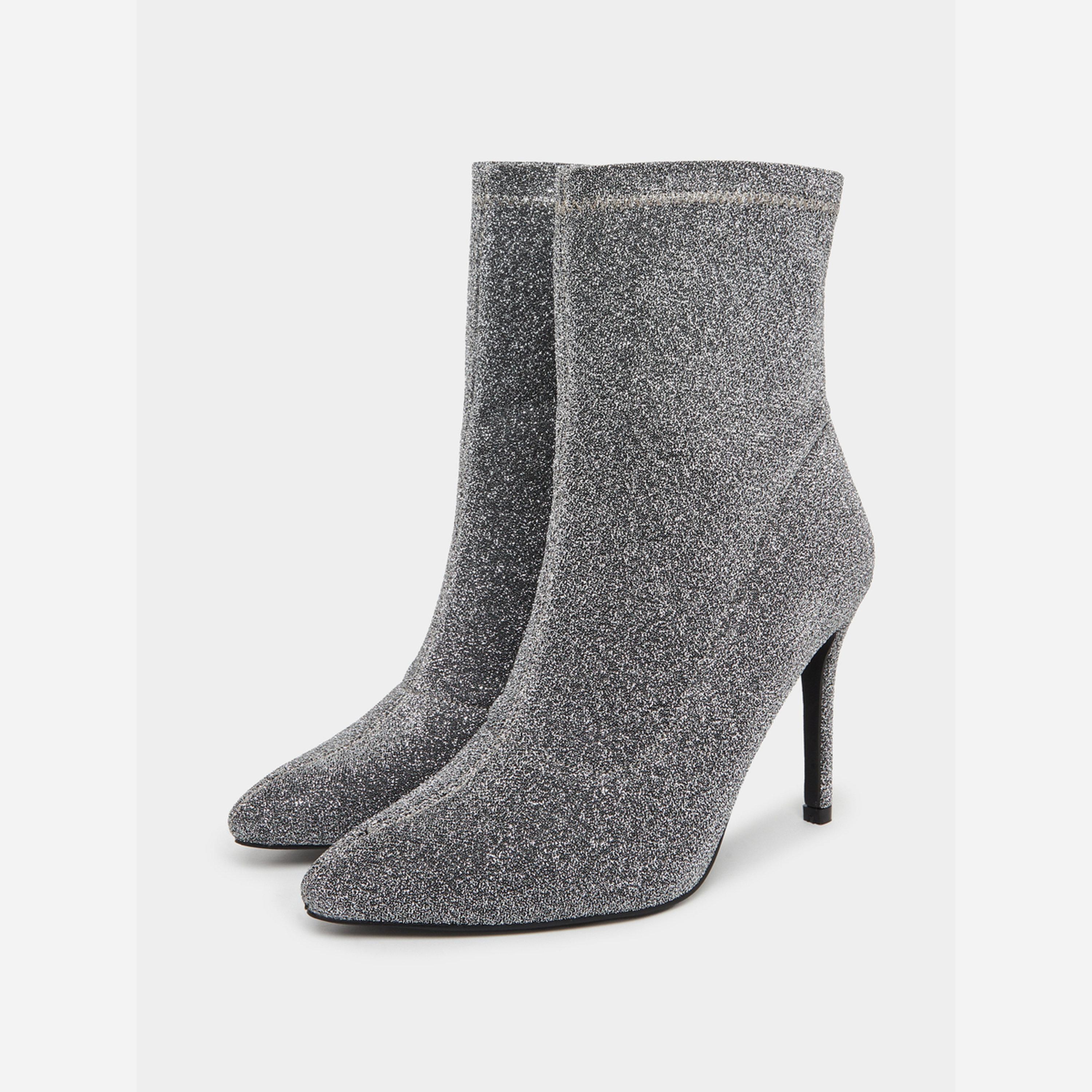 Styli Women Silver Glitter Ankle Boots-women-shoes-boots-image-1