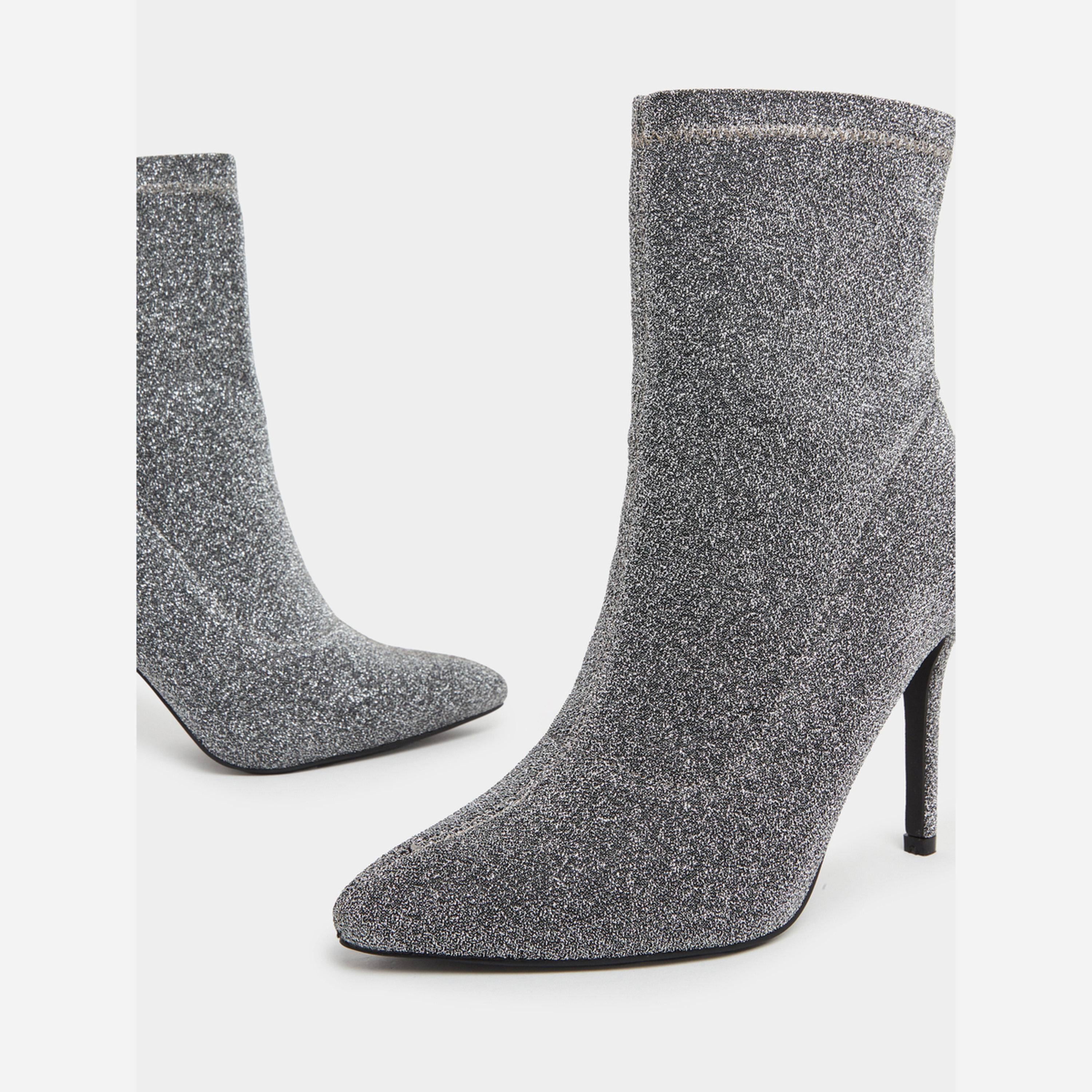 Styli Women Silver Glitter Ankle Boots-women-shoes-boots-image-5