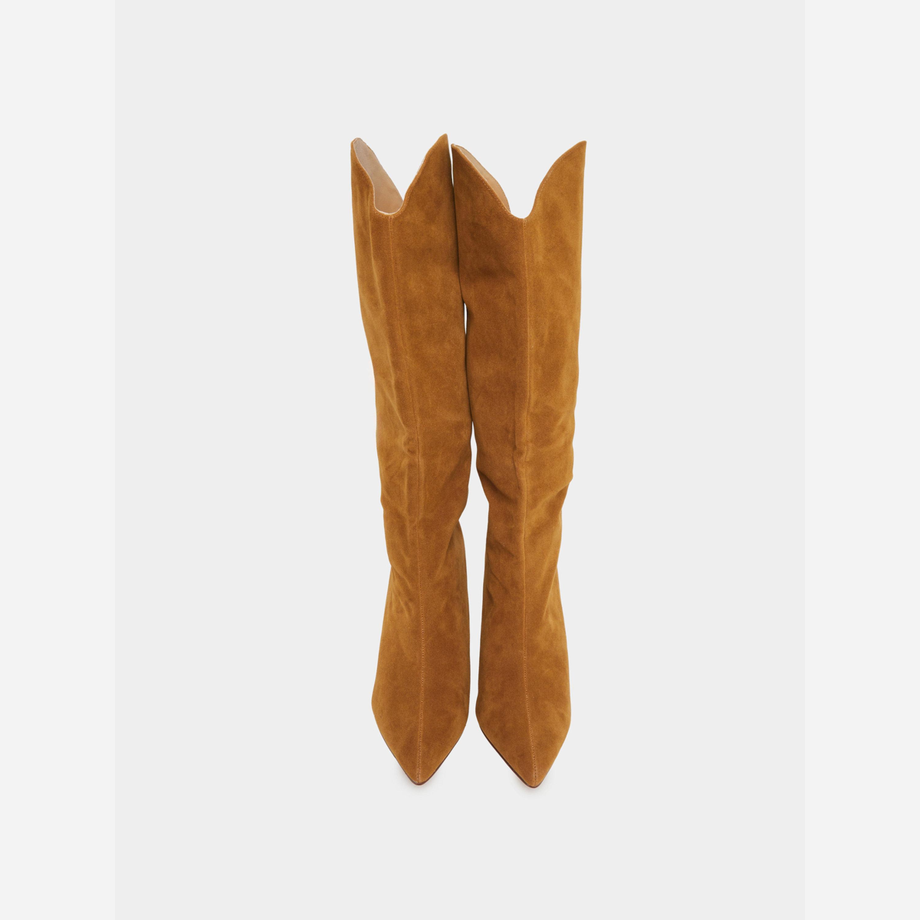 Styli Women Tan Suede Knee High Boots-women-shoes-boots-image-4