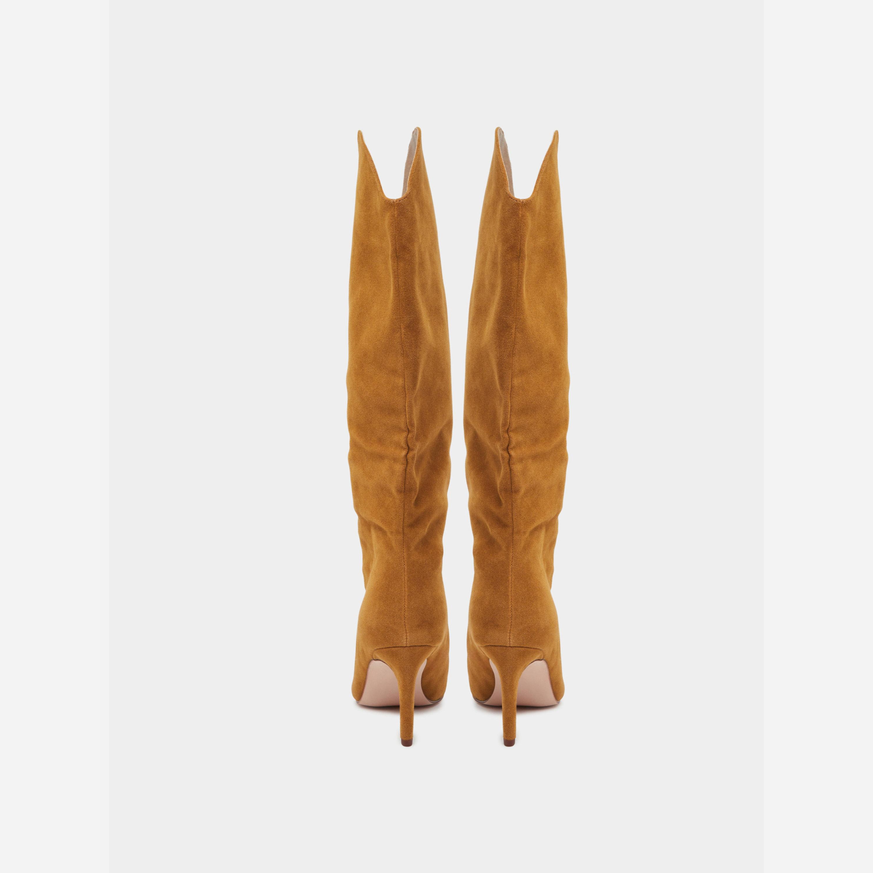 Styli Women Tan Suede Knee High Boots-women-shoes-boots-image-6