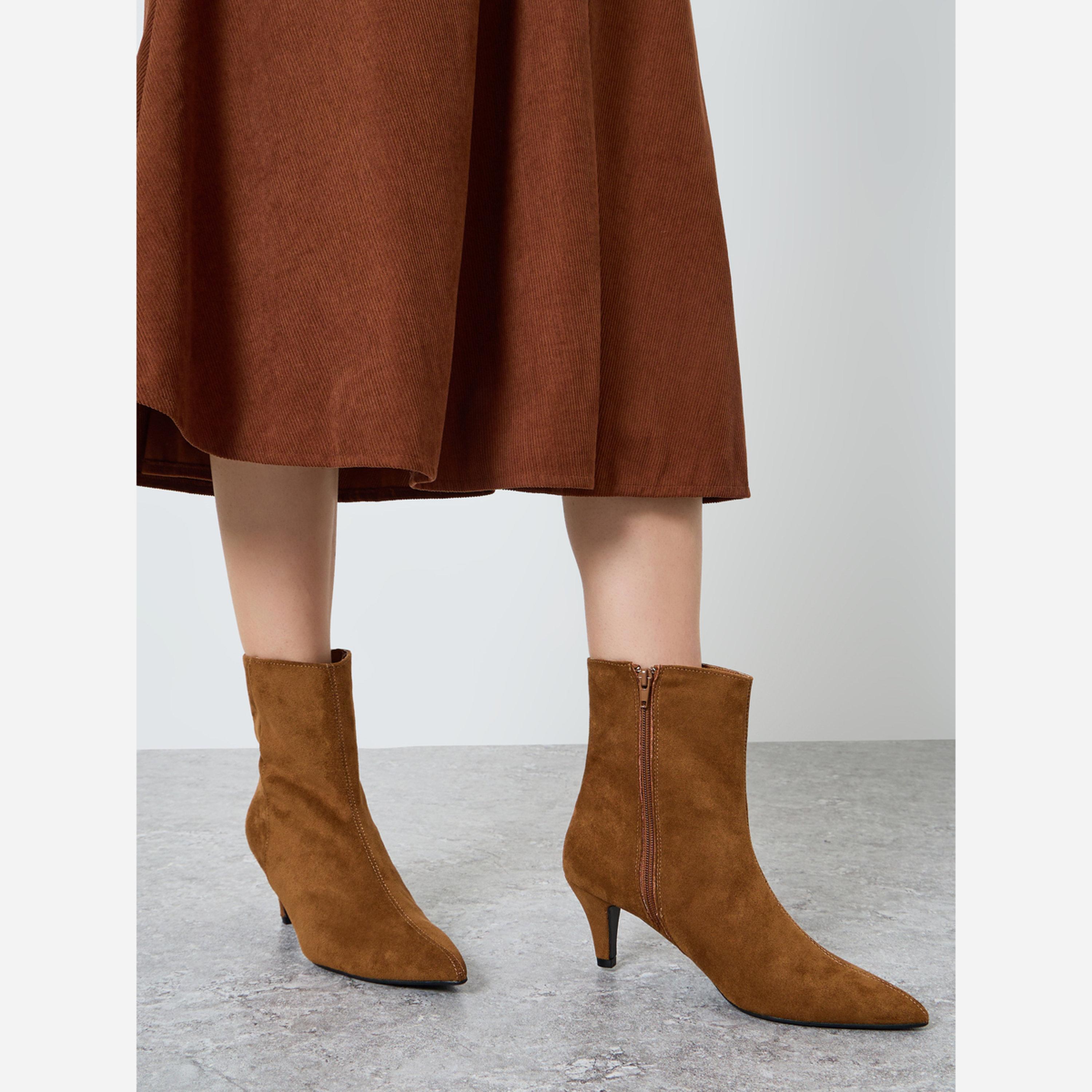 ستايلي - حذاء نسائي لون بني من جلد الغزال تصل إلى الكاحل-women-shoes-boots-image-2