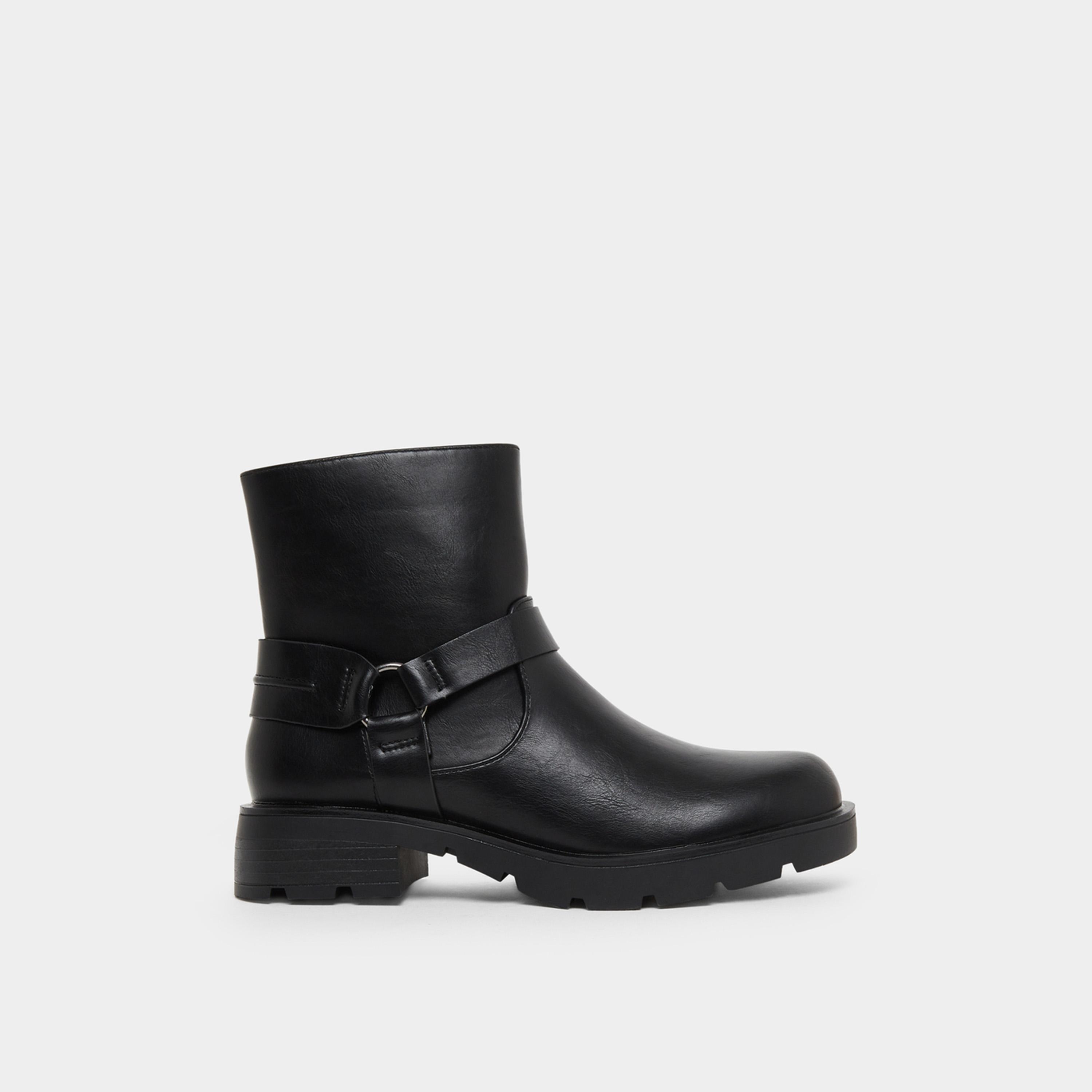Styli Black Buckle Ankle Boots-women-shoes-boots-image-2
