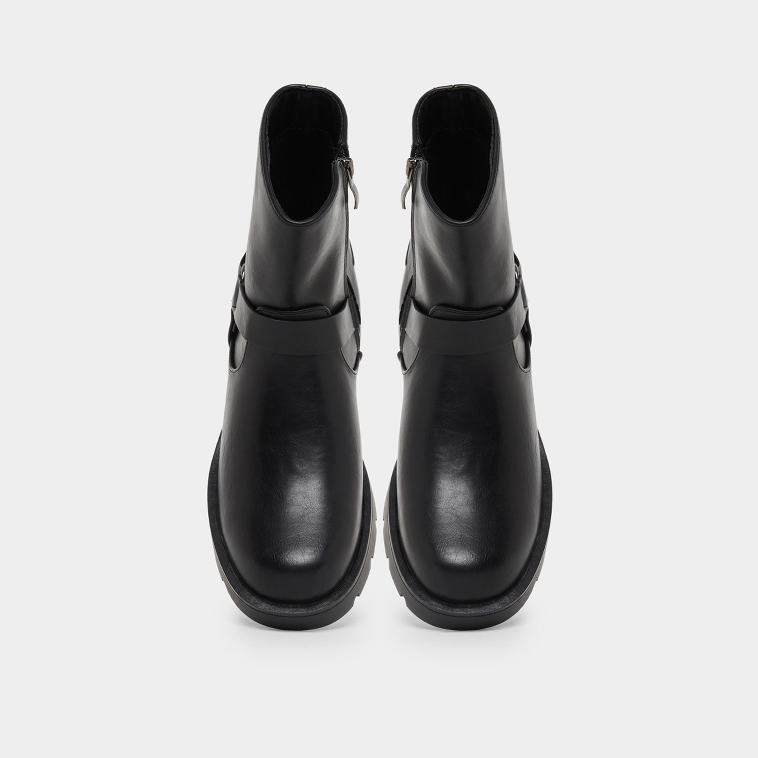 Styli Black Buckle Ankle Boots-women-shoes-boots-image-3