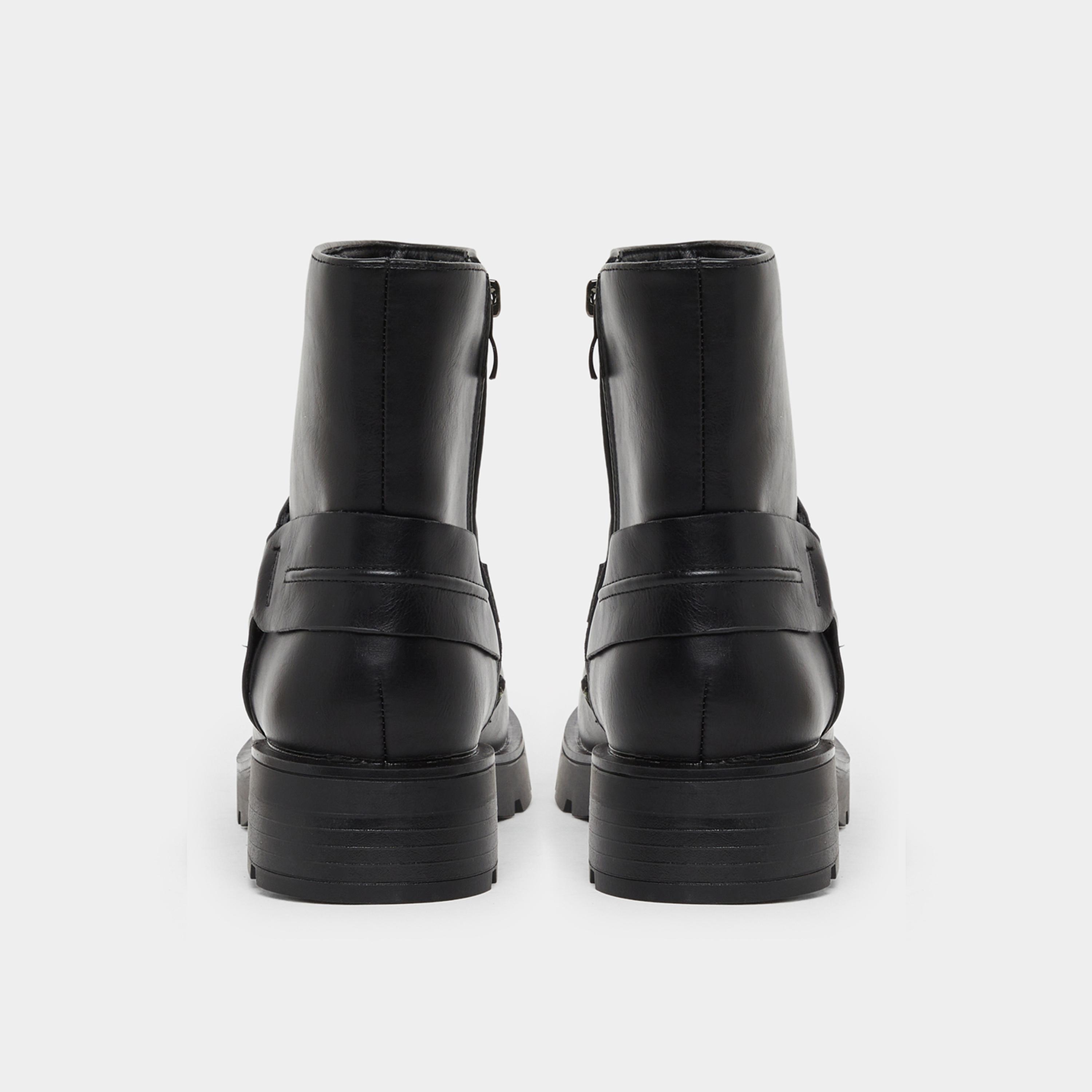 Styli Black Buckle Ankle Boots-women-shoes-boots-image-5